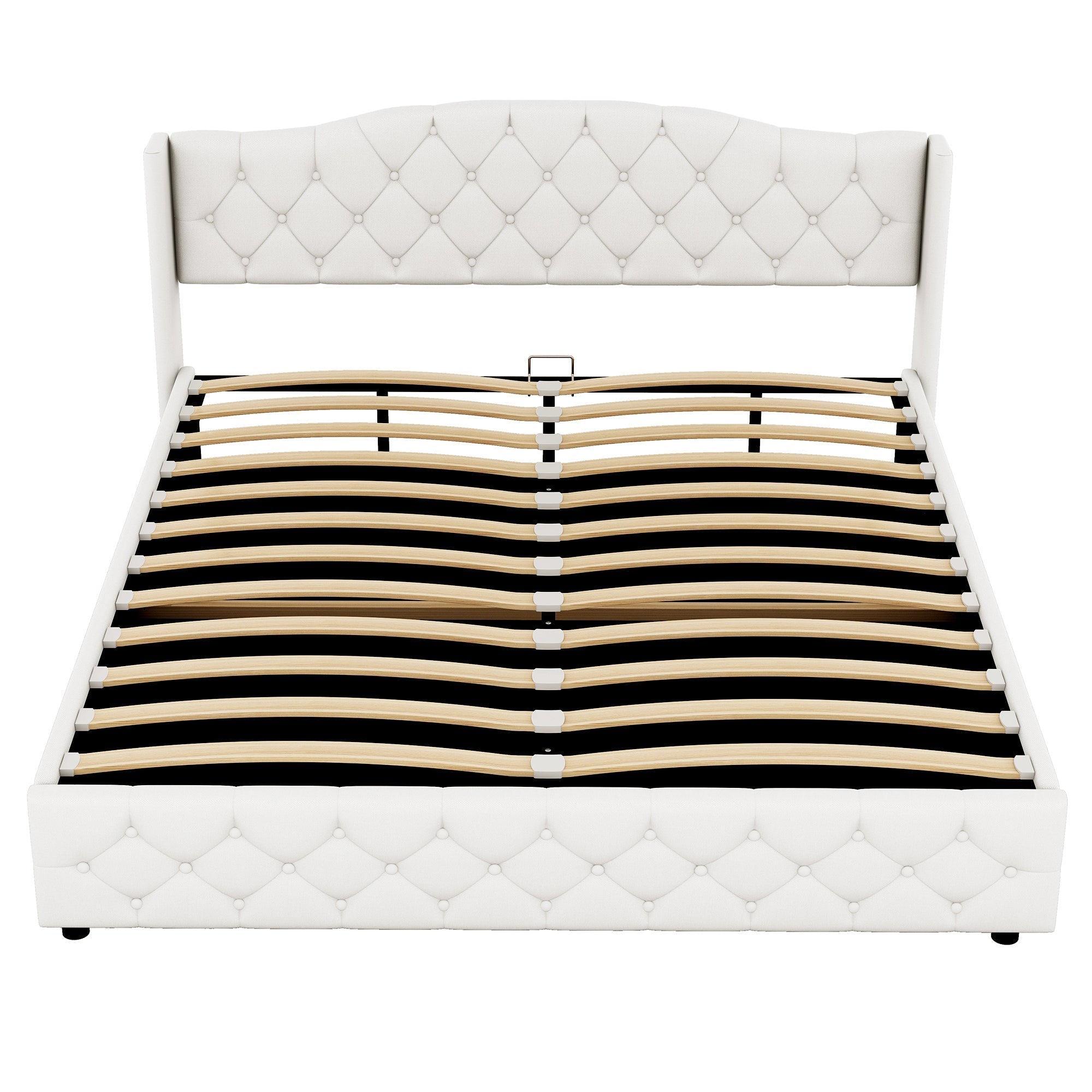 Multifunctional Flat Bed with Hydraulic Storage, 180 x 200, Beige