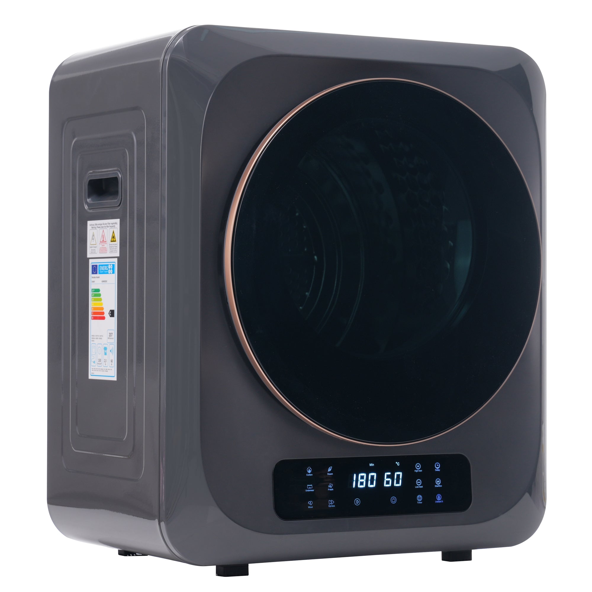 Exhaust Gas Dryer 3-4 kg 850W 6 Programs Overheating Protection, Stainless Steel