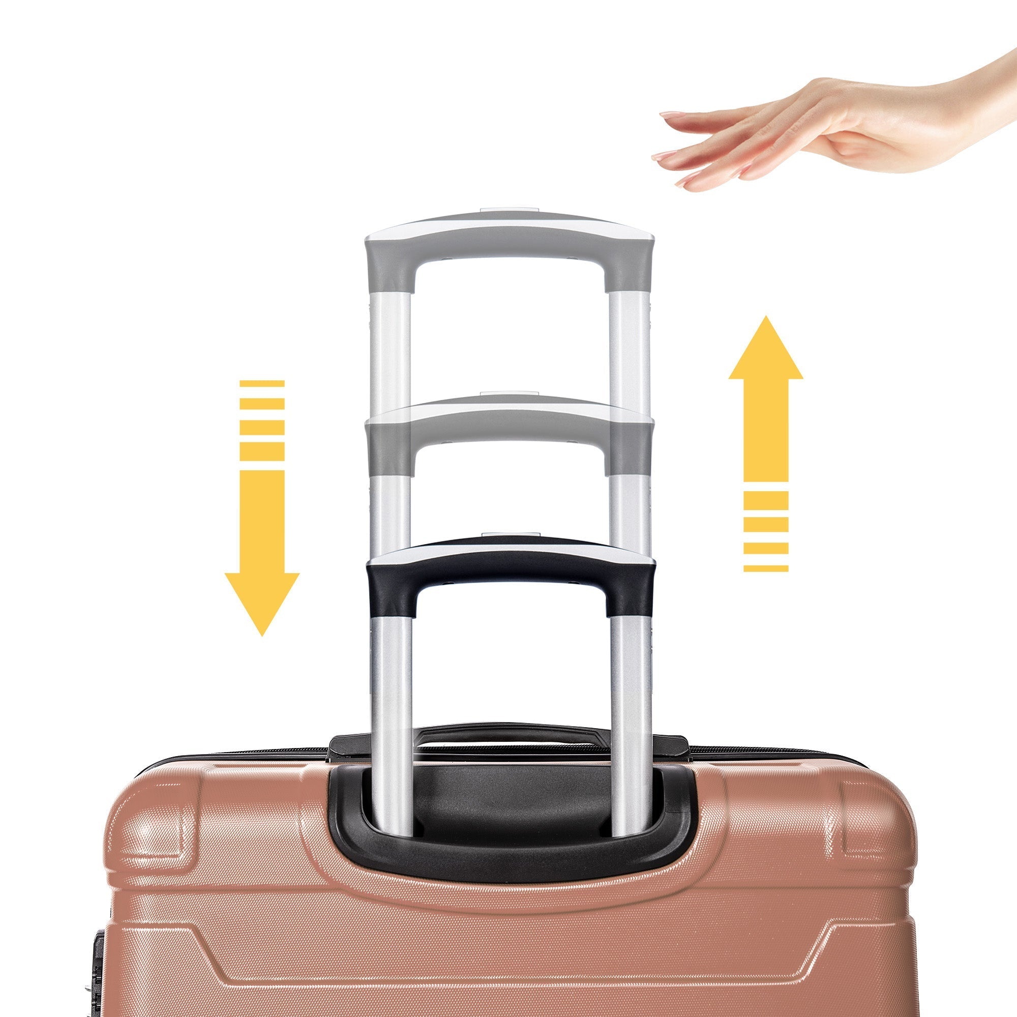 Hard-shell Carry-on Luggage, TSA Lock Universal Wheel Expandable 3-Piece Set, Rose Gold