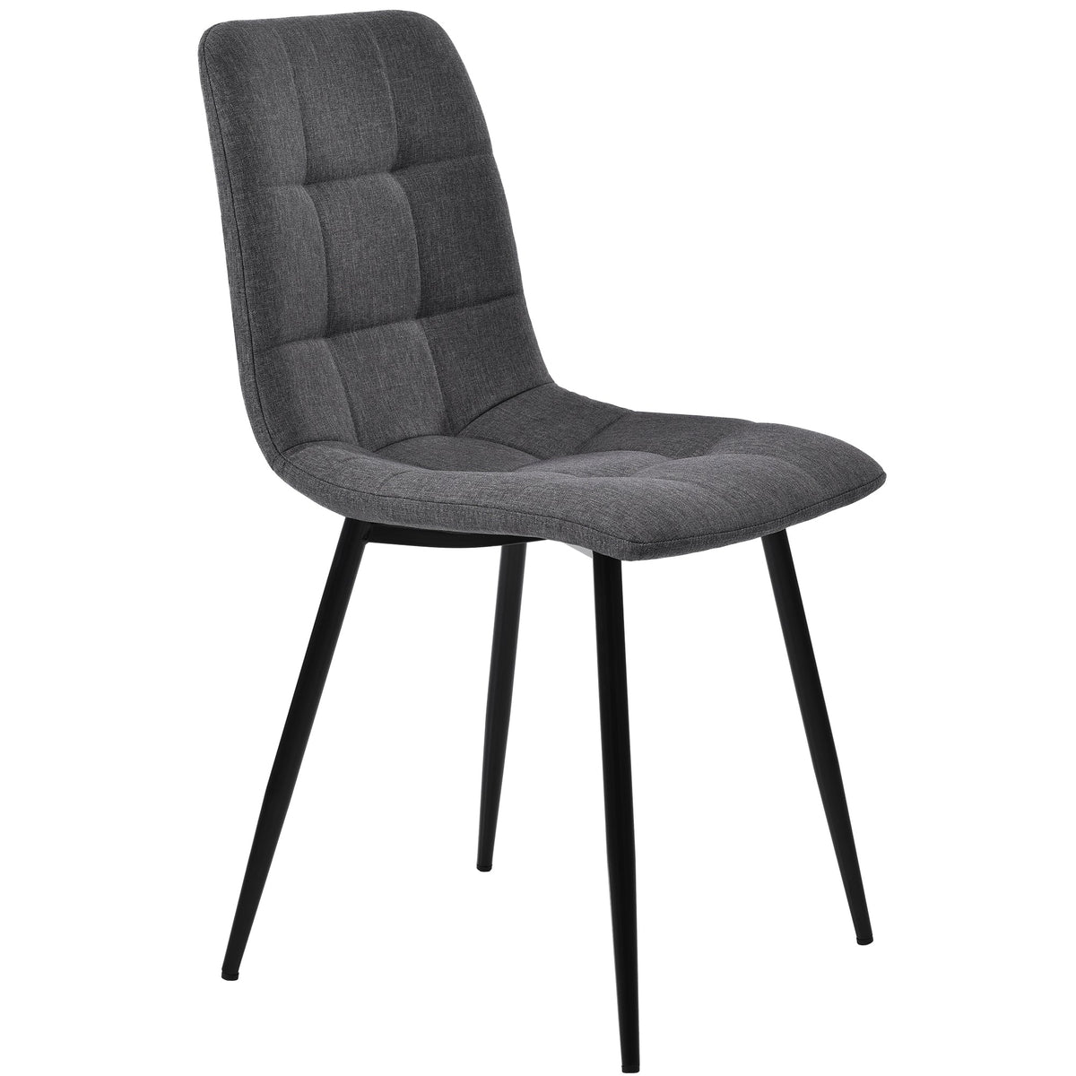 5-Piece Dining Set Modern 140x80cm Table & 4 Chairs Grey MDF Dark Grey Linen