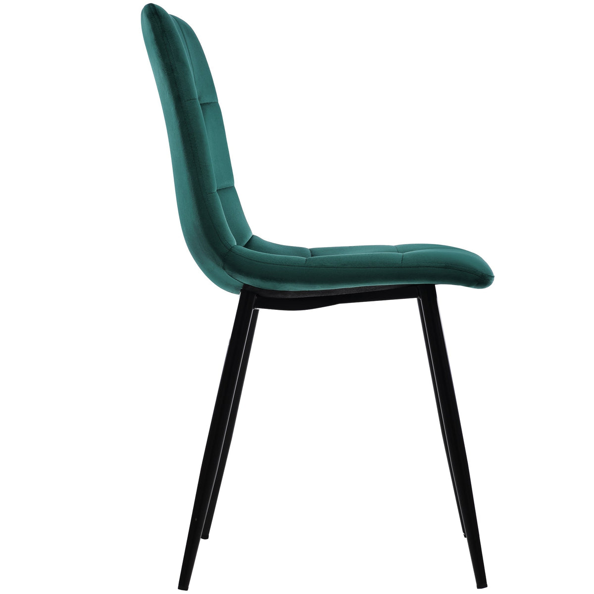 5-Piece Dining Set Modern 140x80cm Table Black Metal Legs - Grey MDF Dark Green Velvet