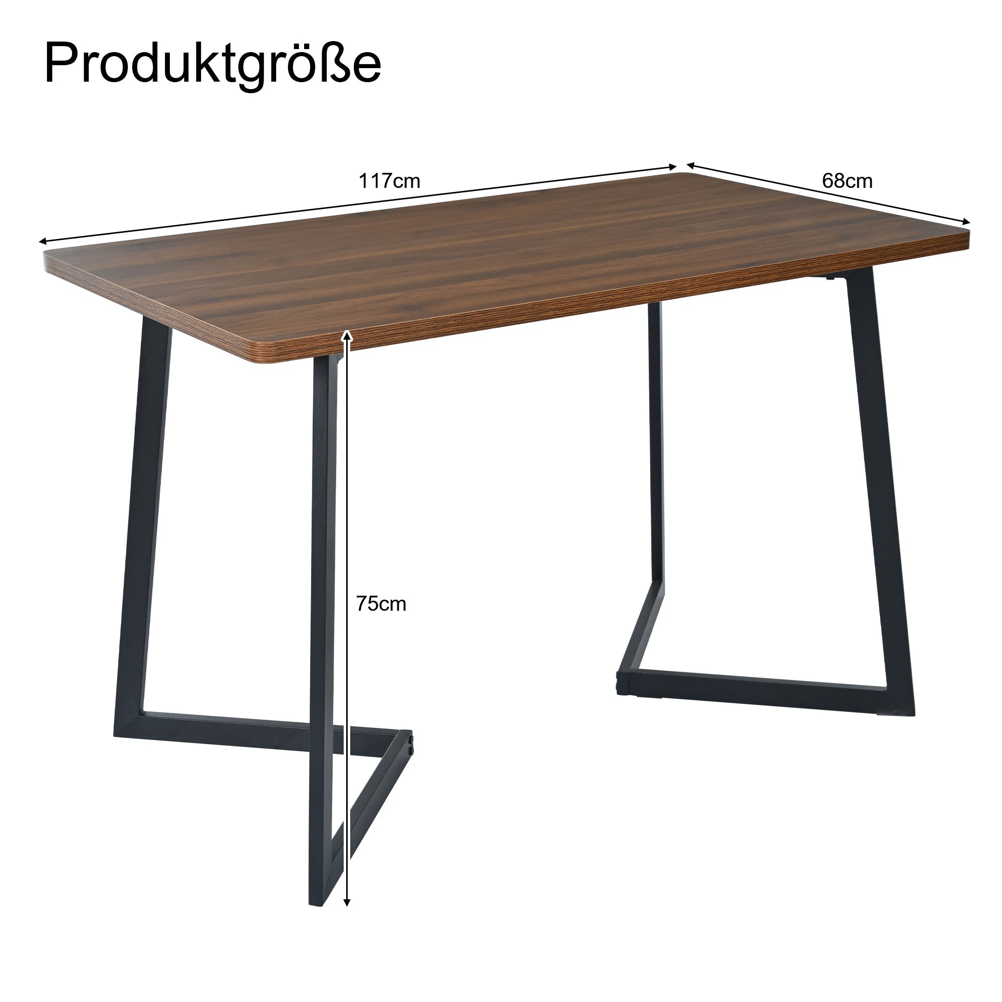 5-Piece Dining Set Modern Kitchen Table with 4 Chairs Black Metal, Walnut MDF & Brown Velvet