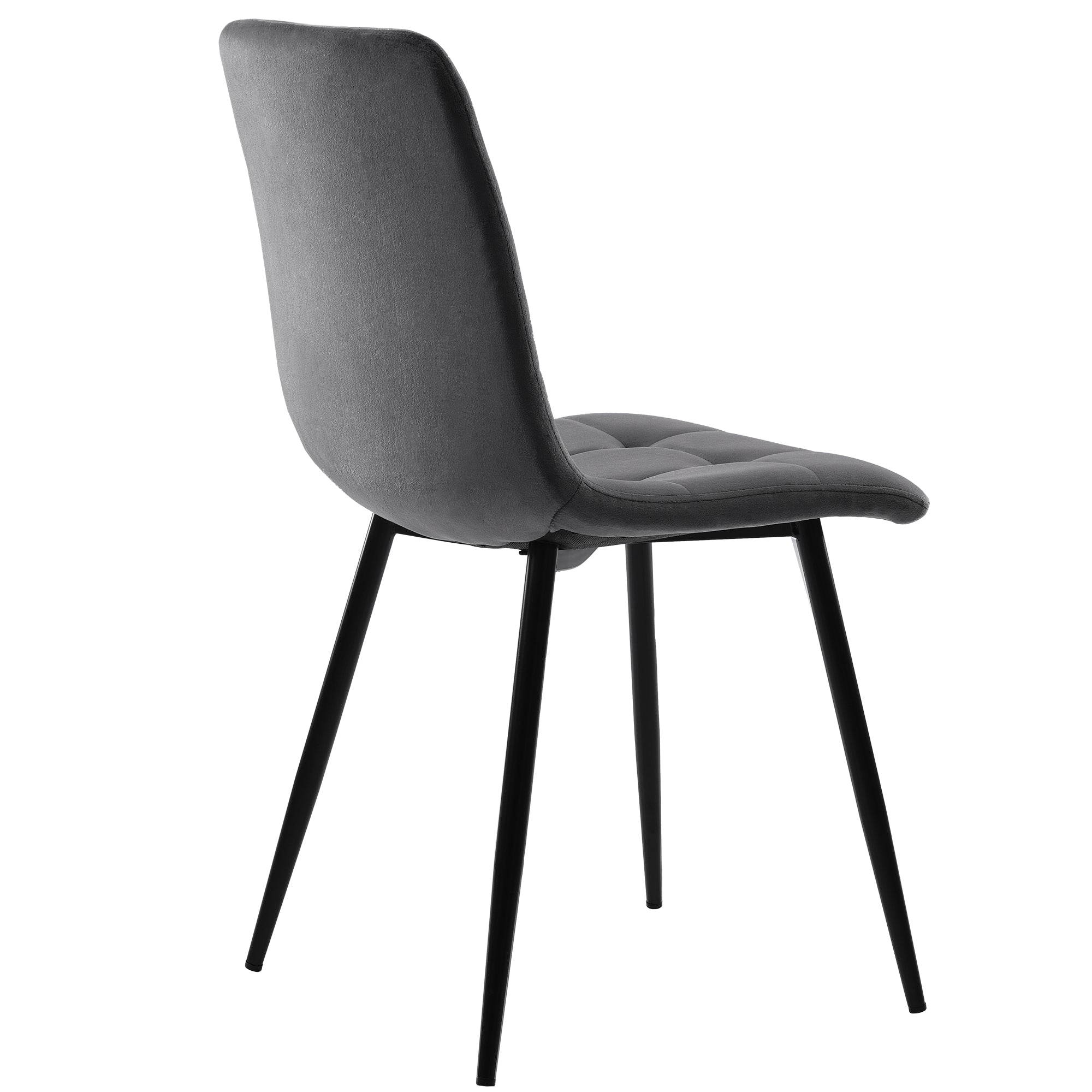 5-Piece Dining Set, Modern Round 100cm Table with 4 Chairs, MDF Marble Top/Grey Velvet
