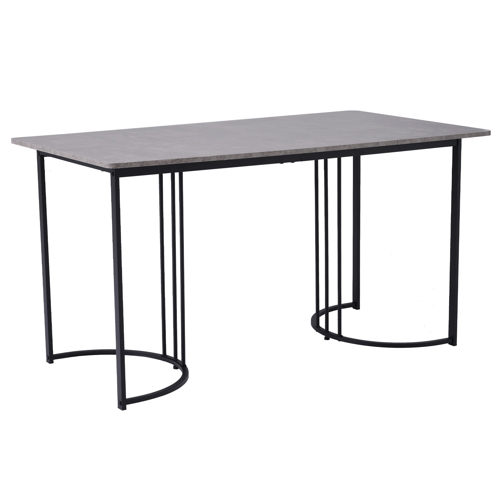 Dining Table 140x80cm Rectangular Kitchen Adjustable Legs Metal Frame Grey