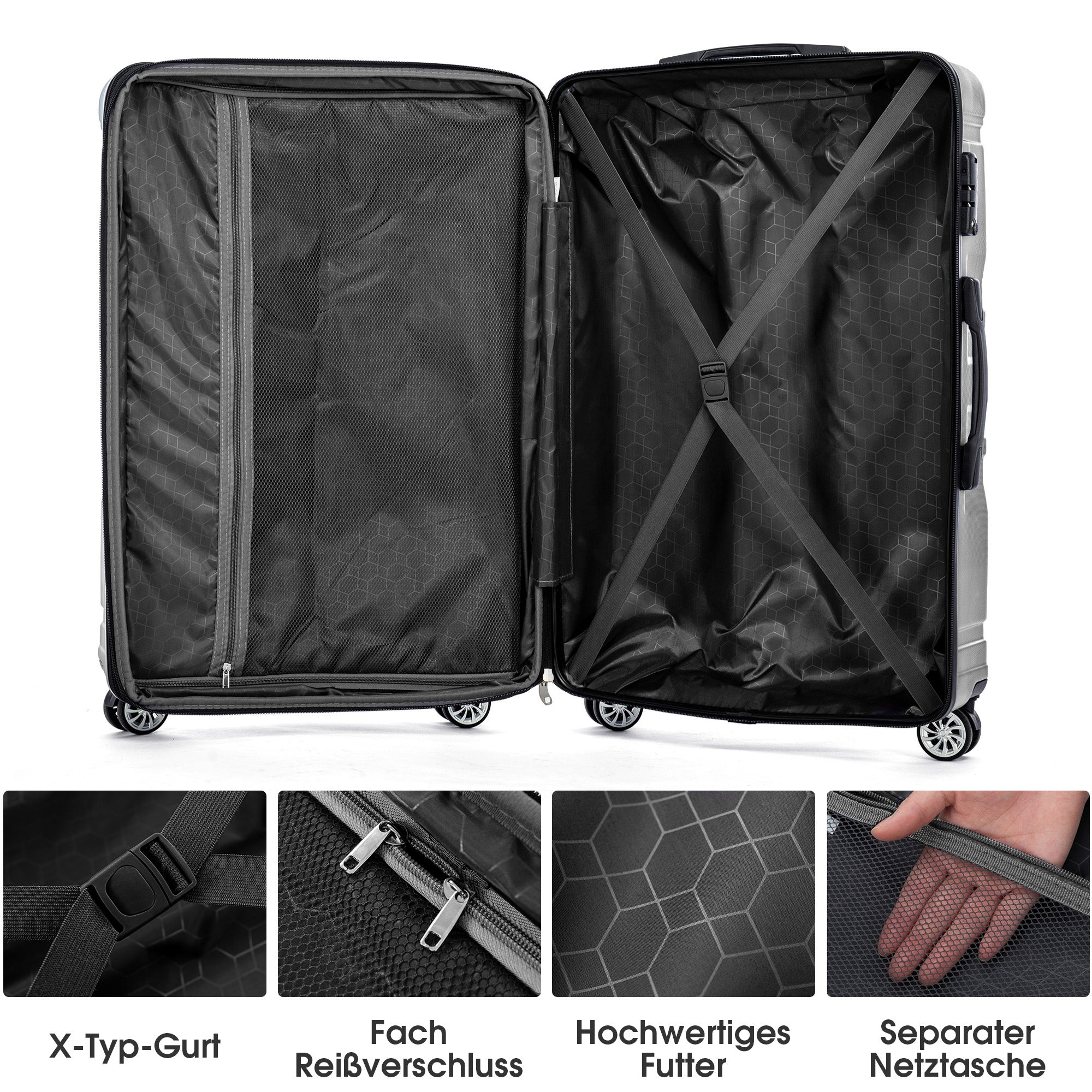 Hard-shell Carry-on Luggage 3-Piece Set, Expandable TSA Lock Universal Wheel