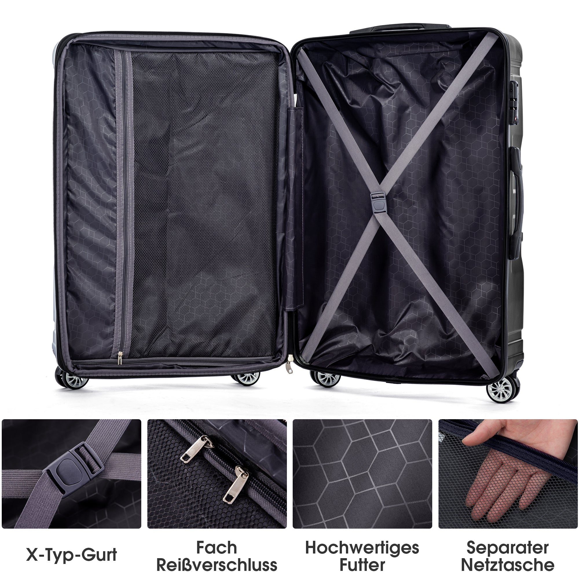 Hard-Shell Luggage 3-Piece Set TSA Lock Universal Wheel Expandable Carry-on