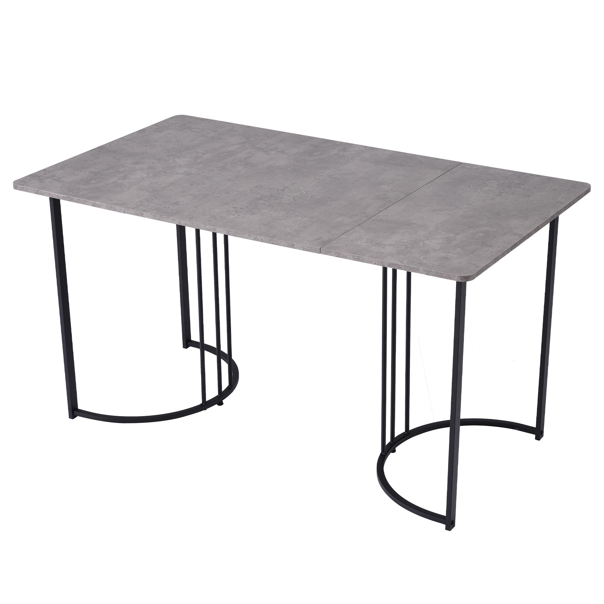 Dining Table 140x80cm Rectangular Kitchen Adjustable Legs Metal Frame Grey