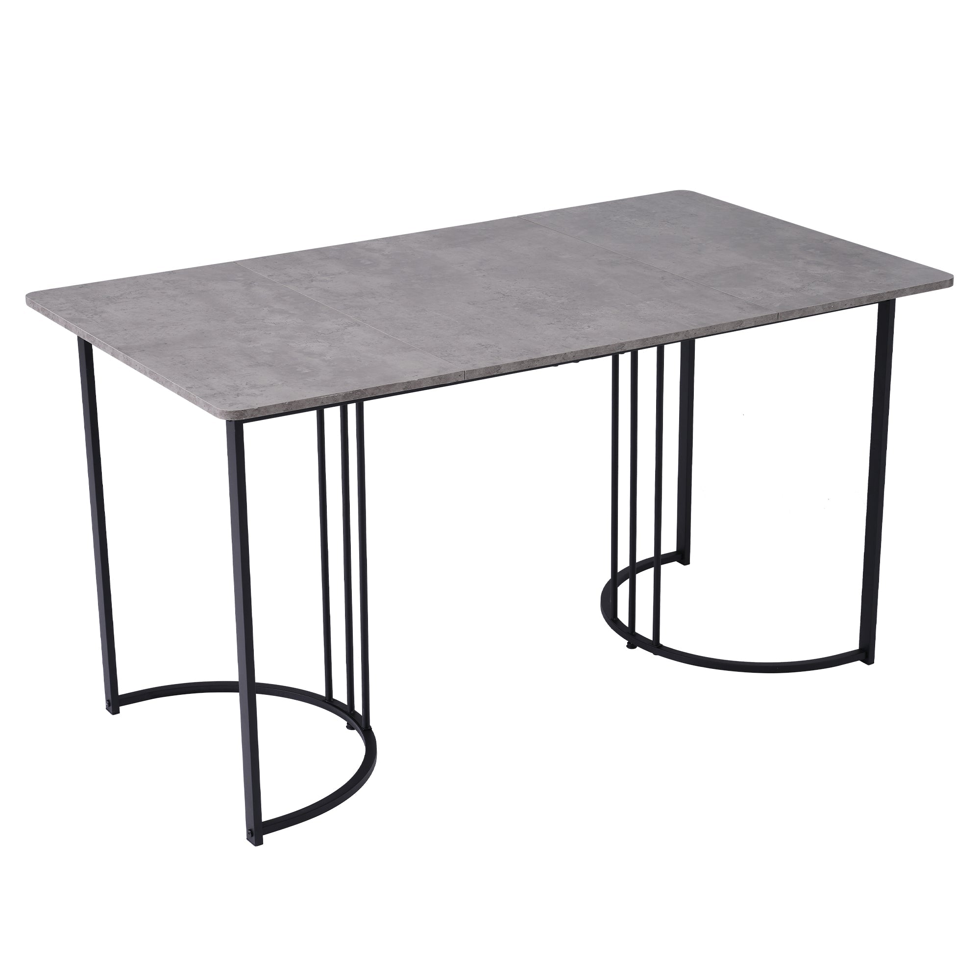 Dining Table 140x80cm Rectangular Kitchen Adjustable Legs Metal Frame Grey