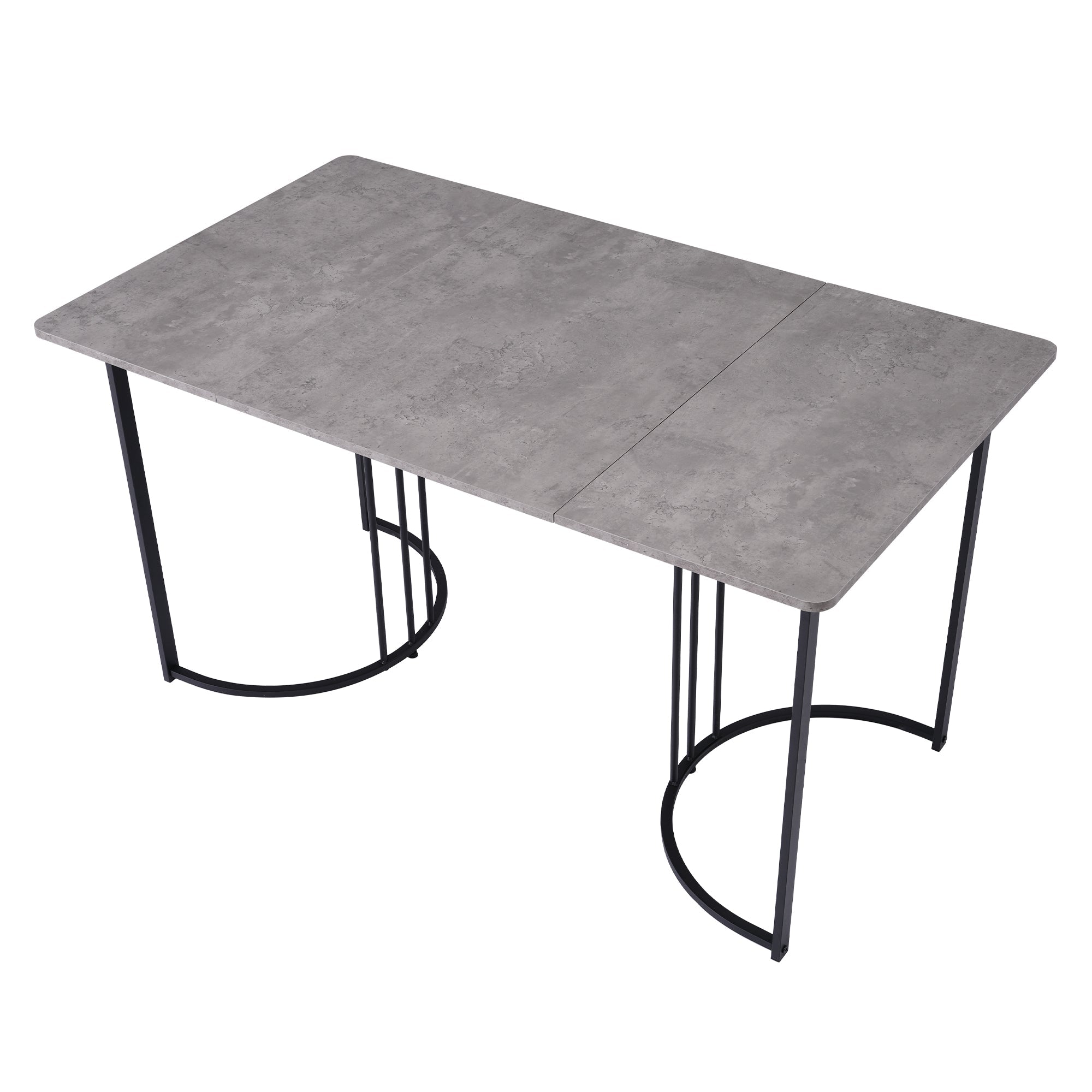 Dining Table 140x80cm Rectangular Kitchen Adjustable Legs Metal Frame Grey