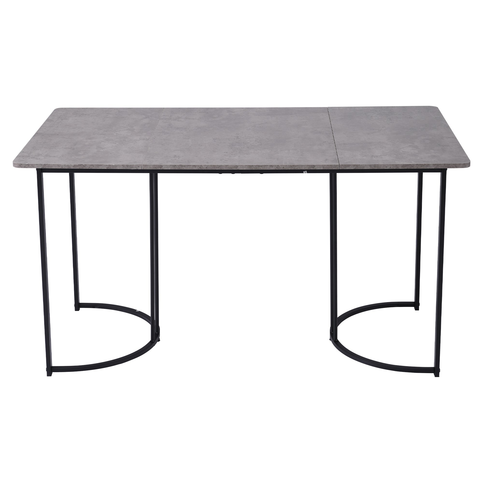 Dining Table 140x80cm Rectangular Kitchen Adjustable Legs Metal Frame Grey