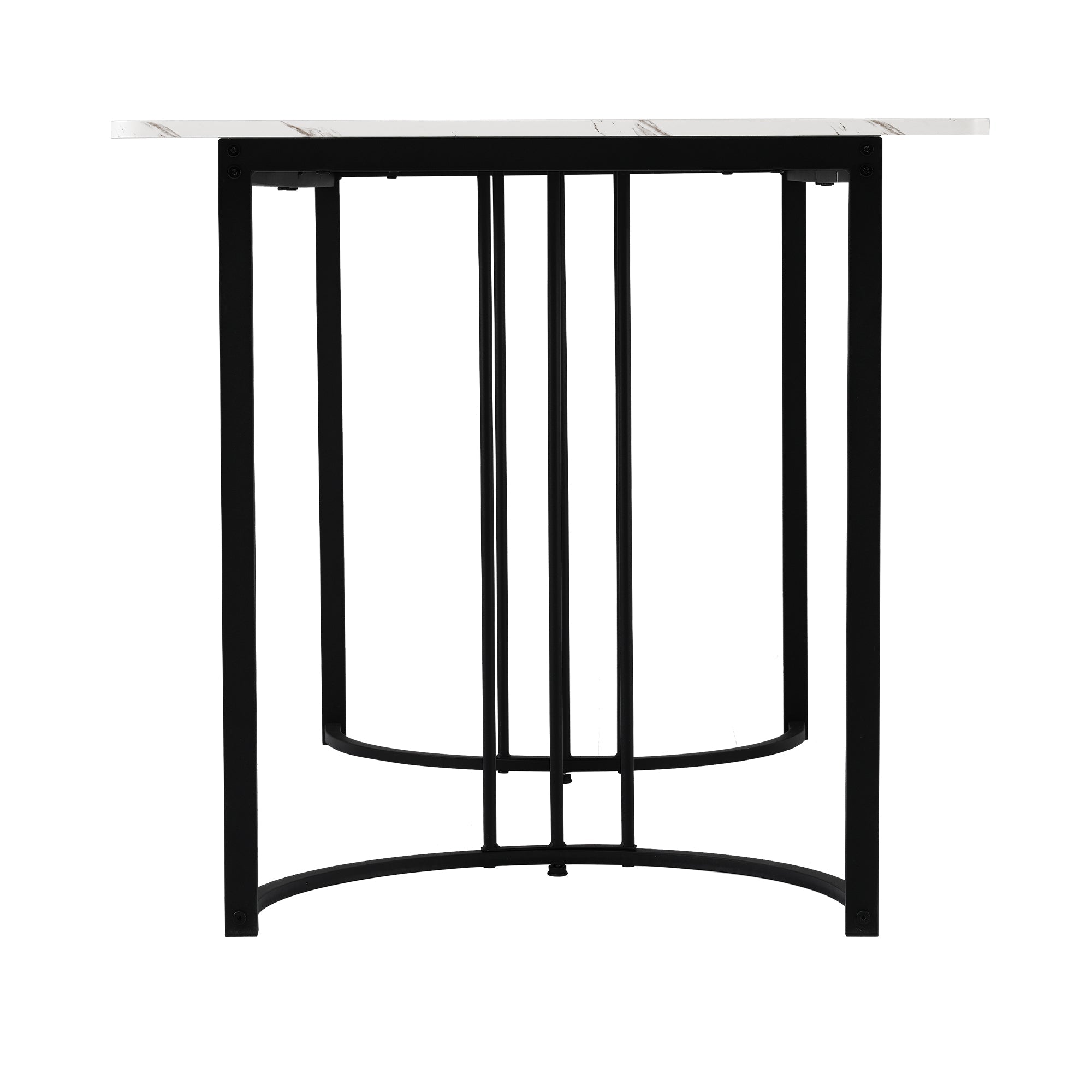 Rectangular Dining Table 140x80cm Modern Marble Pattern Adjustable Legs White/Black