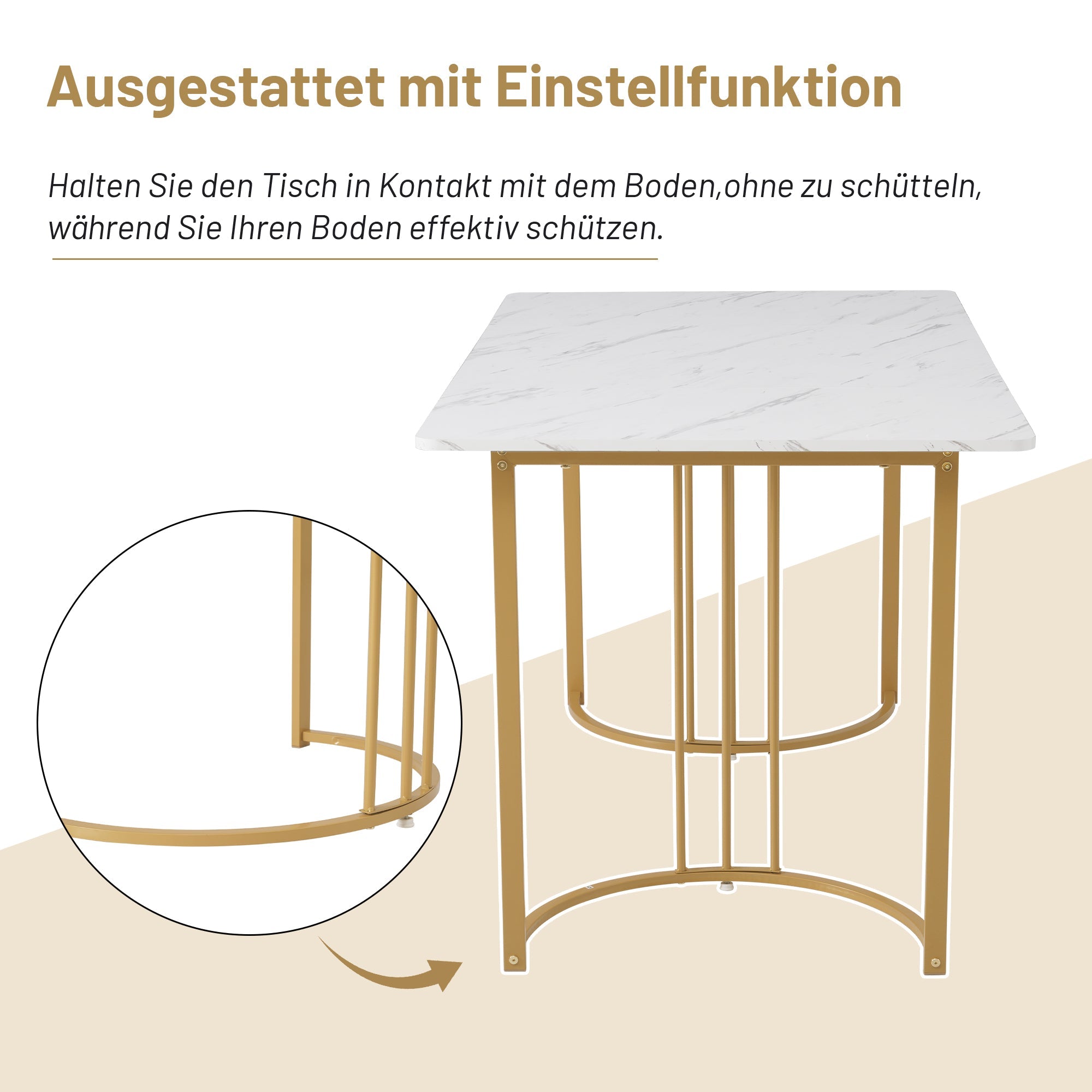 Dining Set 5-Piece Modern Kitchen Table 140x80cm Gold Metal Legs White & Dark Grey Velvet