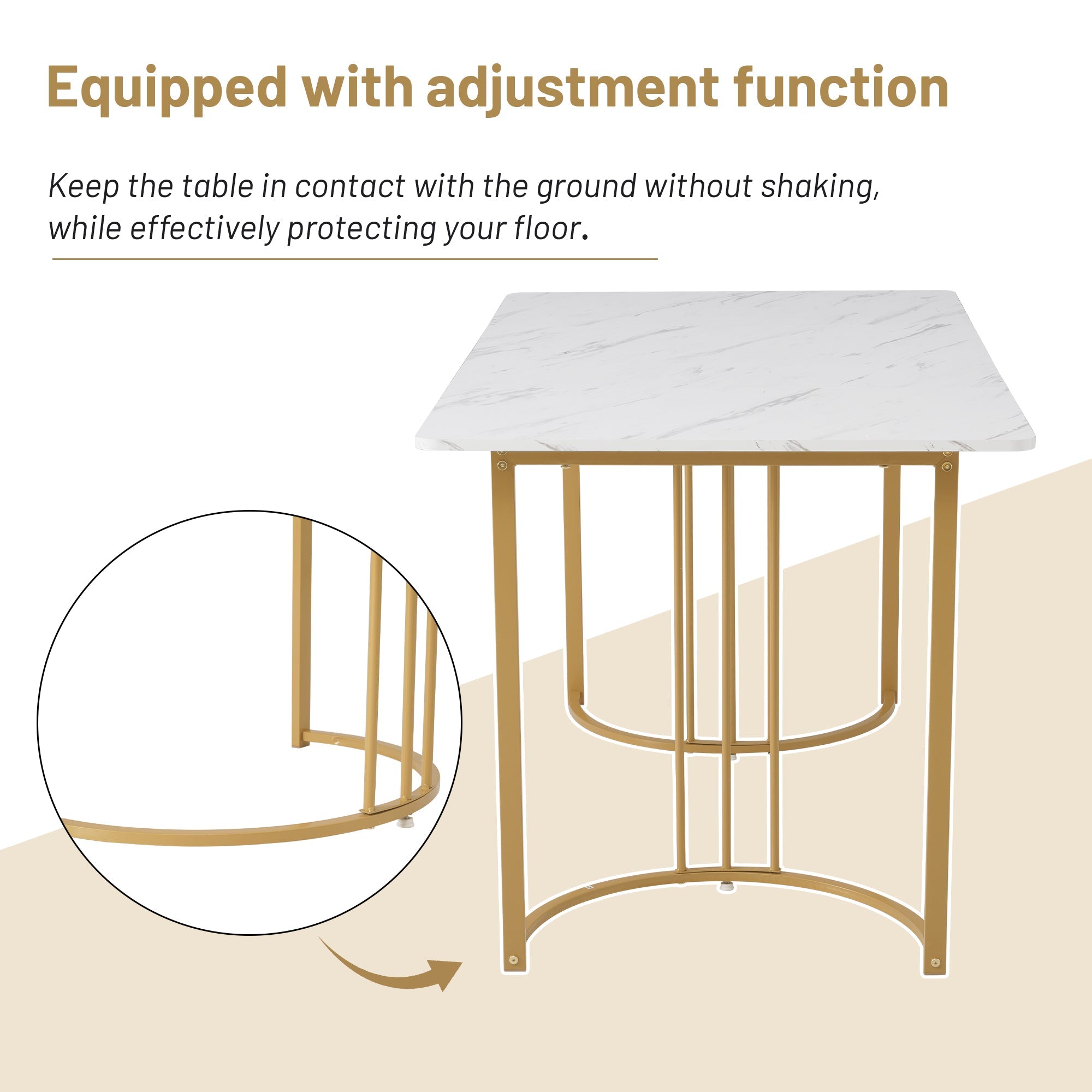 Dining Set 5-Piece Modern Kitchen Table 140x80cm Gold Metal Legs White & Dark Grey Velvet