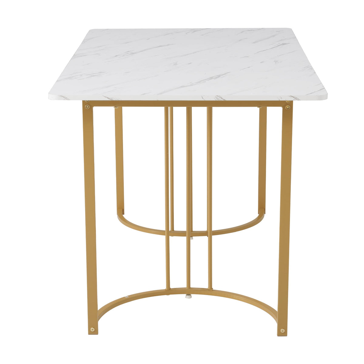 Dining Set 5-Piece 140x80cm Modern Table & 4 Chairs Dark Green Velvet White MDF Gold