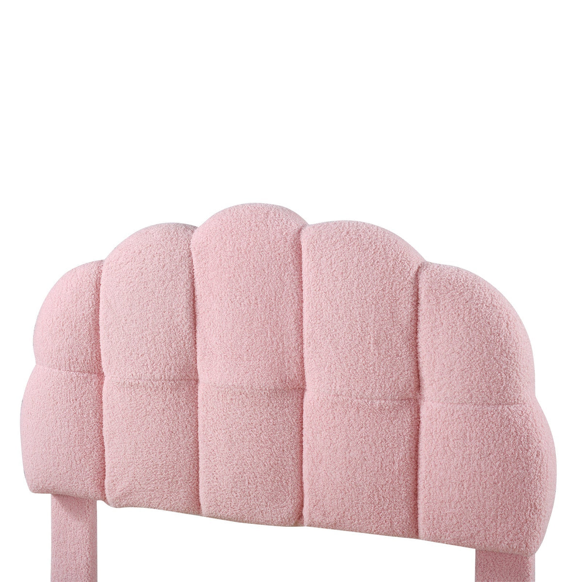 Upholstered Single Bed 90x200cm Wooden Slatted Frame - Imitation Fleece Pink