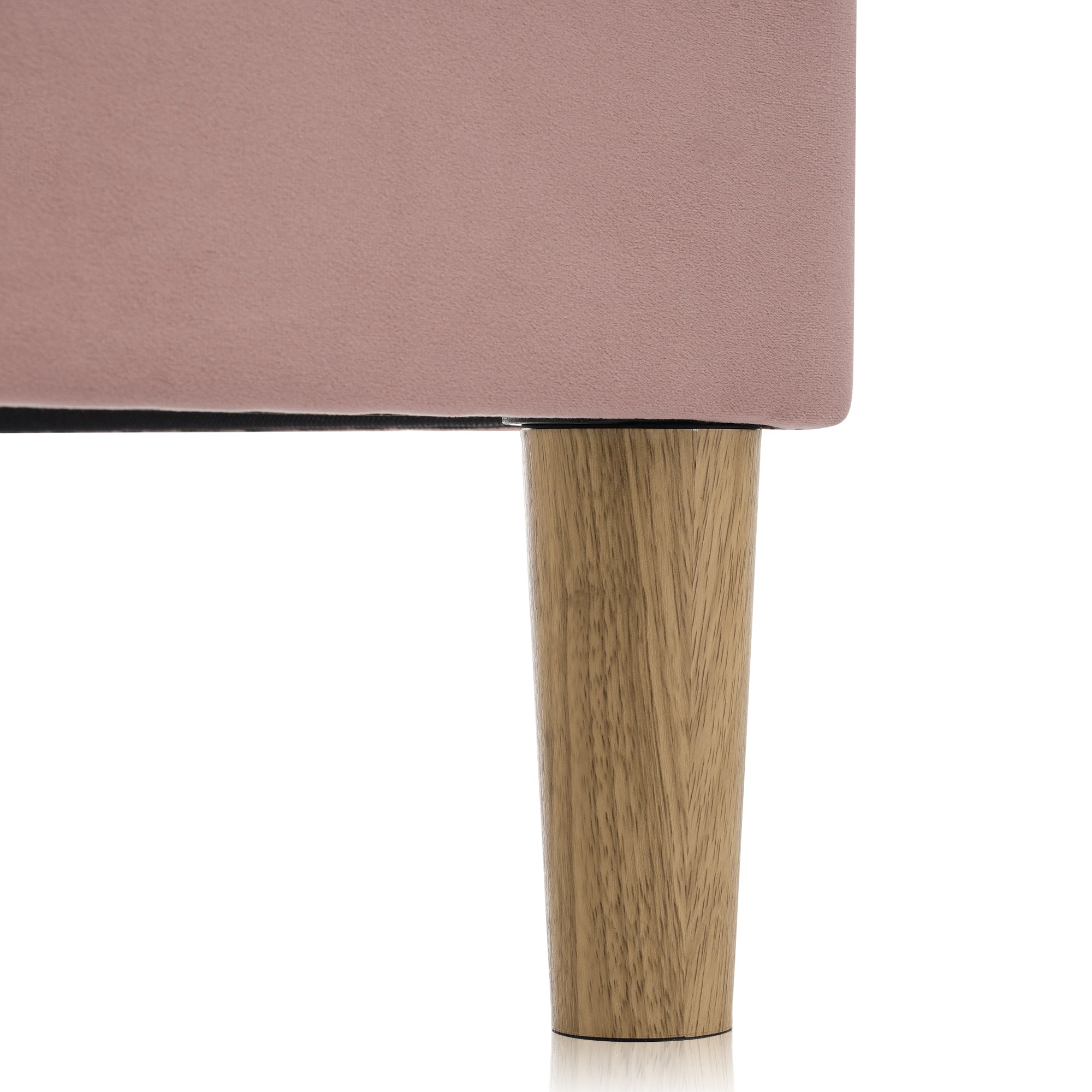 Upholstered Bed, 140x200cm LED Double with Adjustable Headboard, Pink Velvet