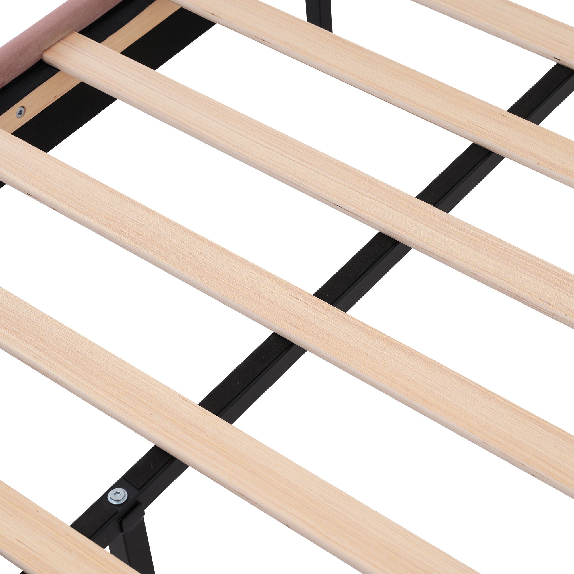 Upholstered bed LED single bed 90 x 190cm, bed frame with slatted frame and adjustable headboard, pink velvet