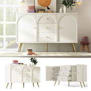 Chest of Drawers, 2 Doors, 3 Drawers, Adjustable Shelf, Cream-White