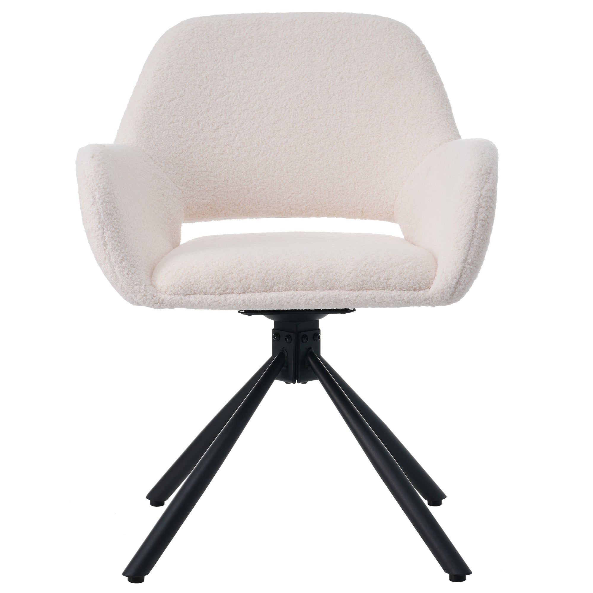 Swivel Dining Chair Set of 2 Sherpa Armrests - White