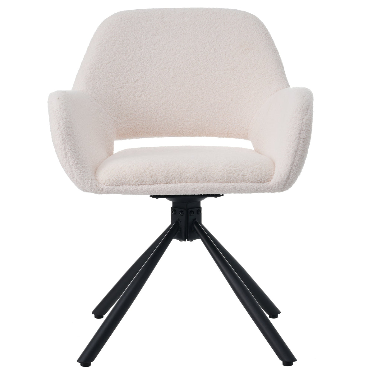 Dining Chair Swivel Set of 4 with Handrails - Sherpa White