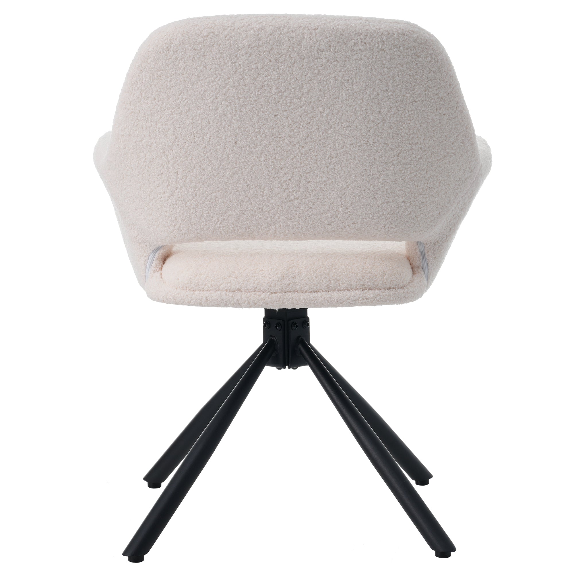 Swivel Dining Chair Set of 2 Sherpa Armrests - White