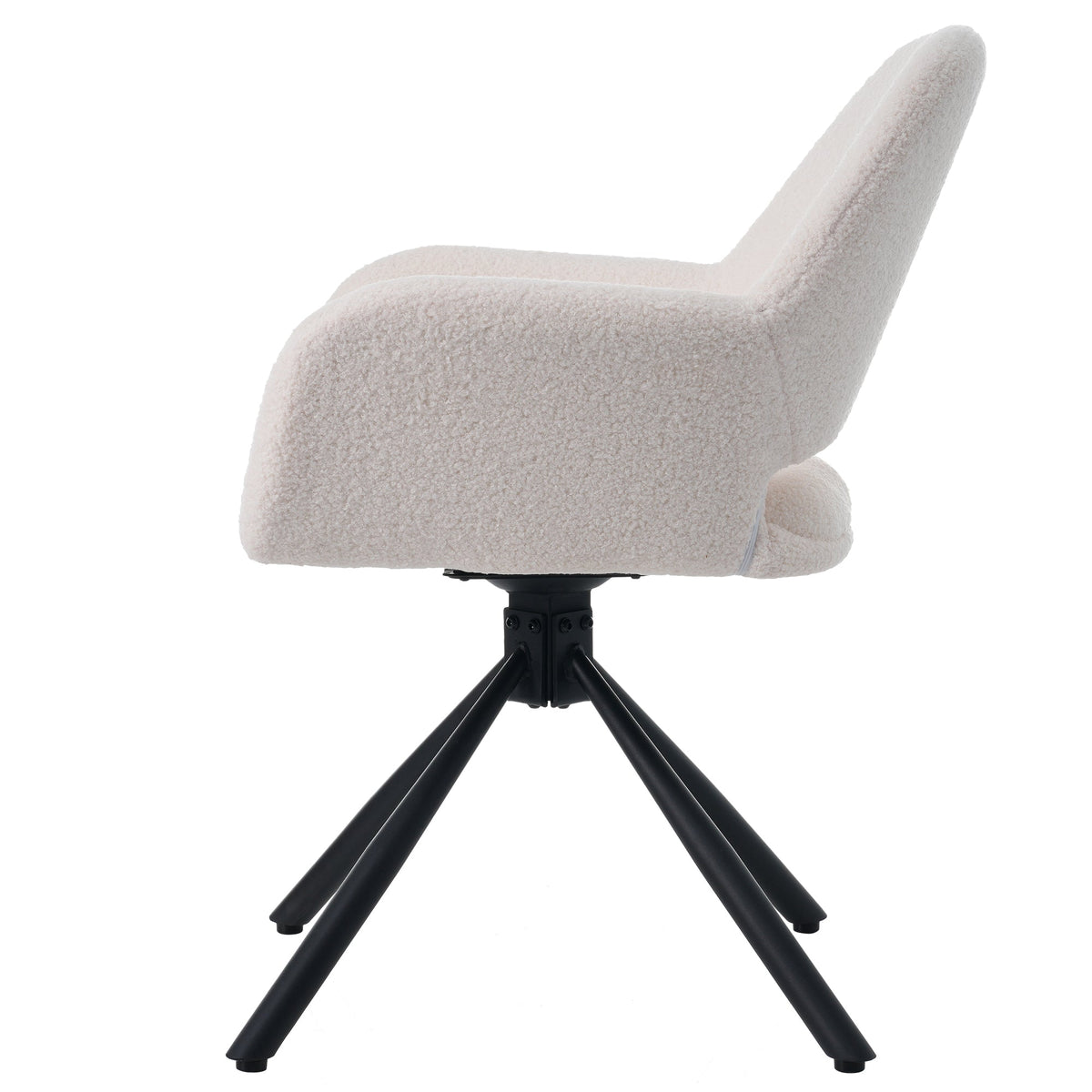 Dining Chair Swivel Set of 4 with Handrails - Sherpa White