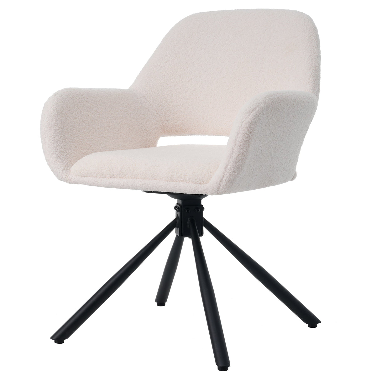 Swivel Dining Chair Set of 2 Sherpa Armrests - White