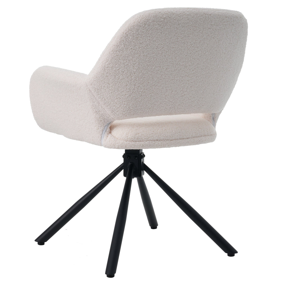Dining Chair Swivel Set of 4 with Handrails - Sherpa White