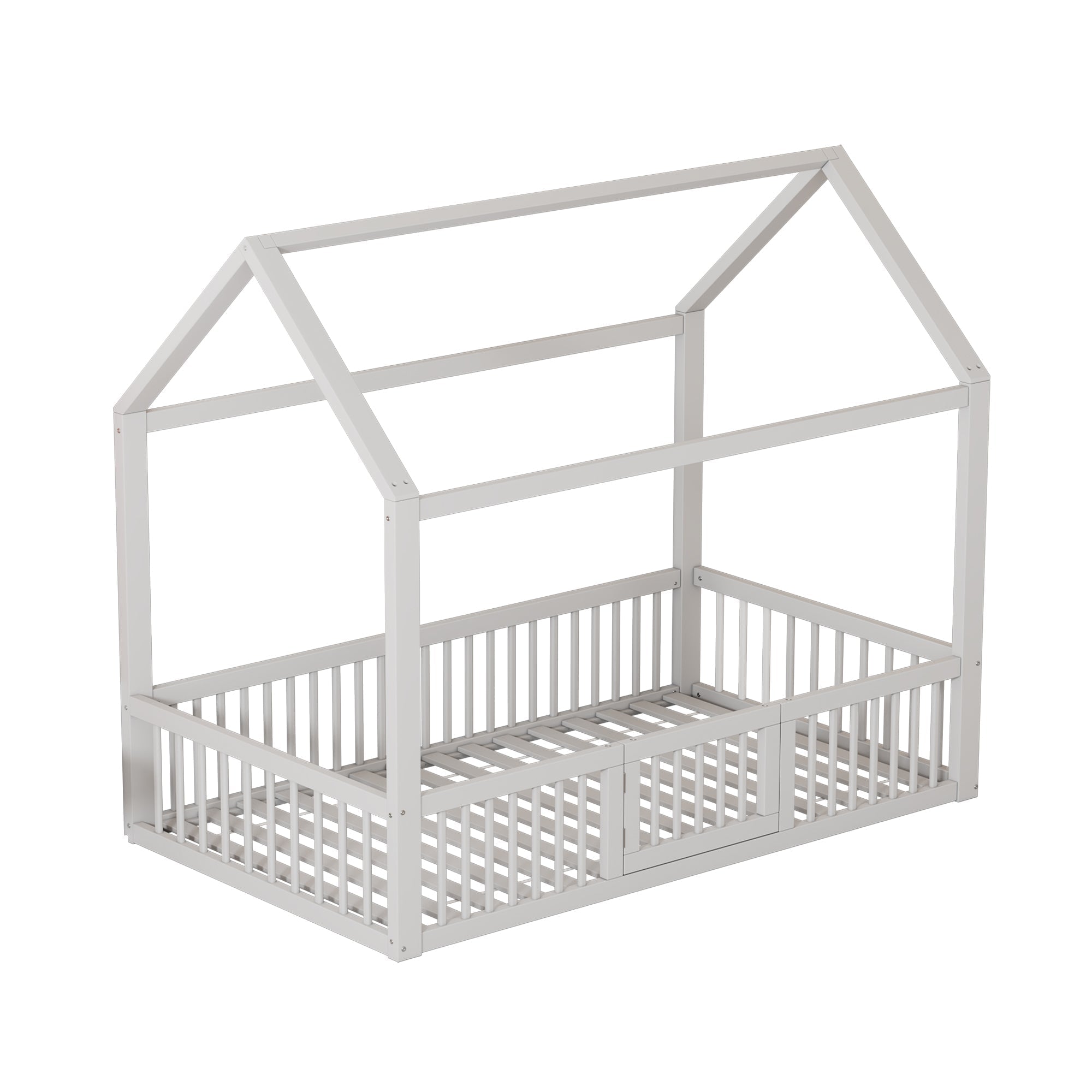 House Bed 90x200cm with Door Solid Wood - White