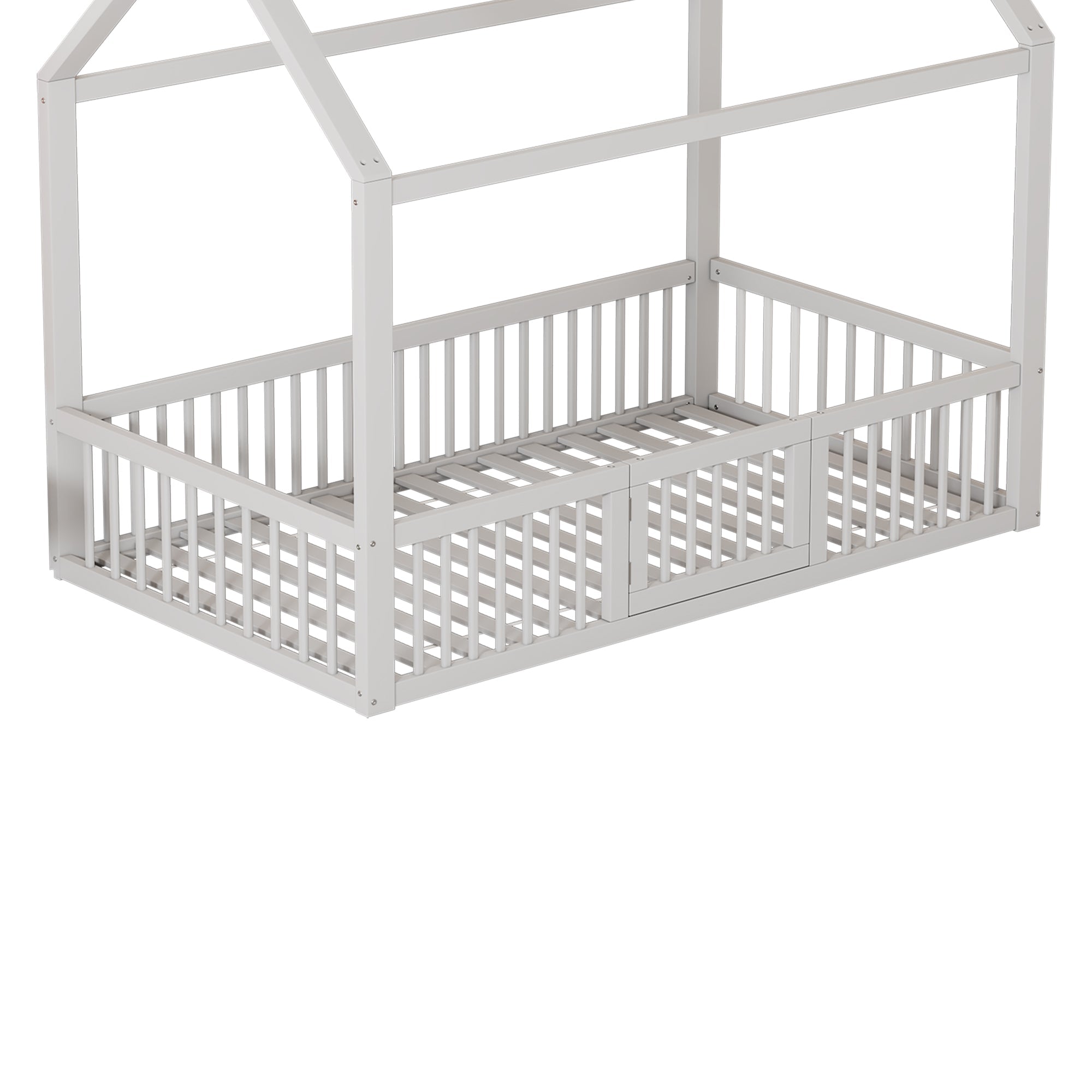 House Bed 90x200cm with Door Solid Wood - White