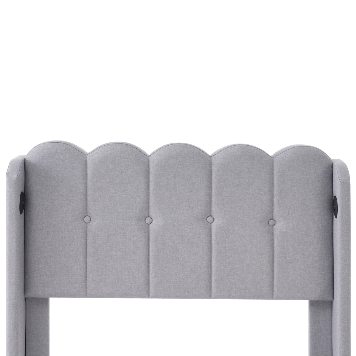 Upholstered Single Bed, 90x200cm USB-C Charging Slatted Base, Grey Linen