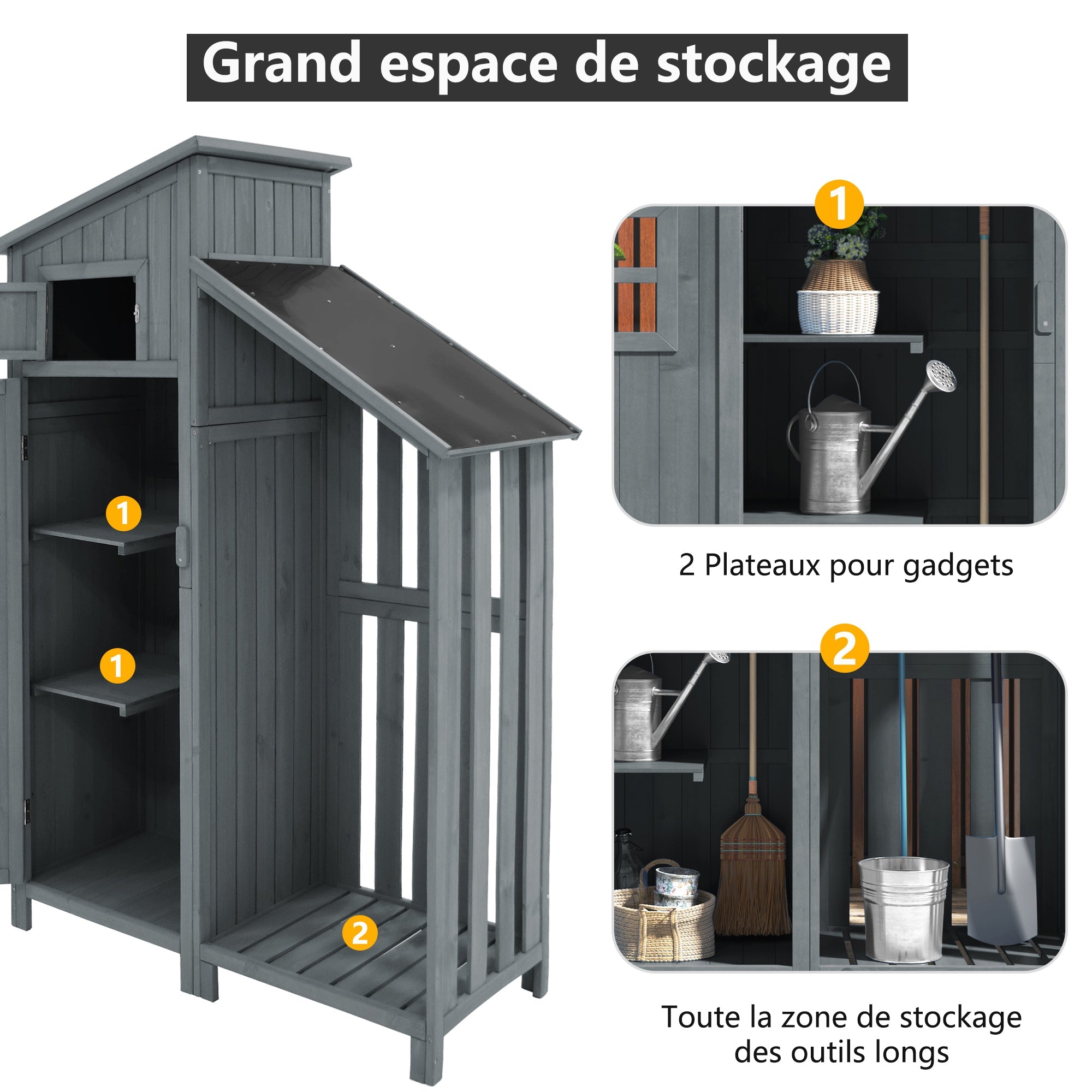 Garden Shed Storage Cabinet Wooden for Small Gardens Grey