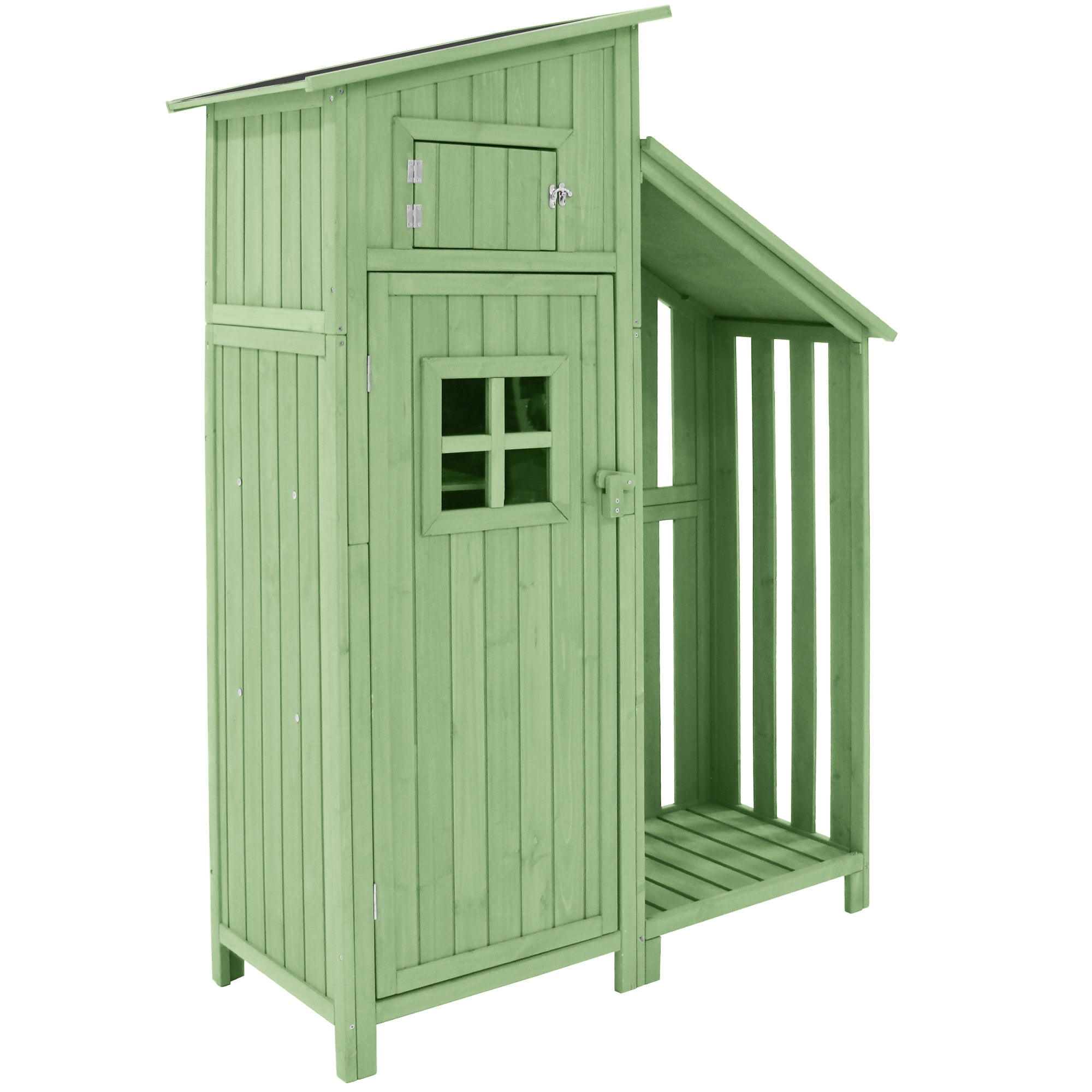 Wooden Garden Shed Tool Storage Cabinet for Small Gardens 124x46x174 cm Green