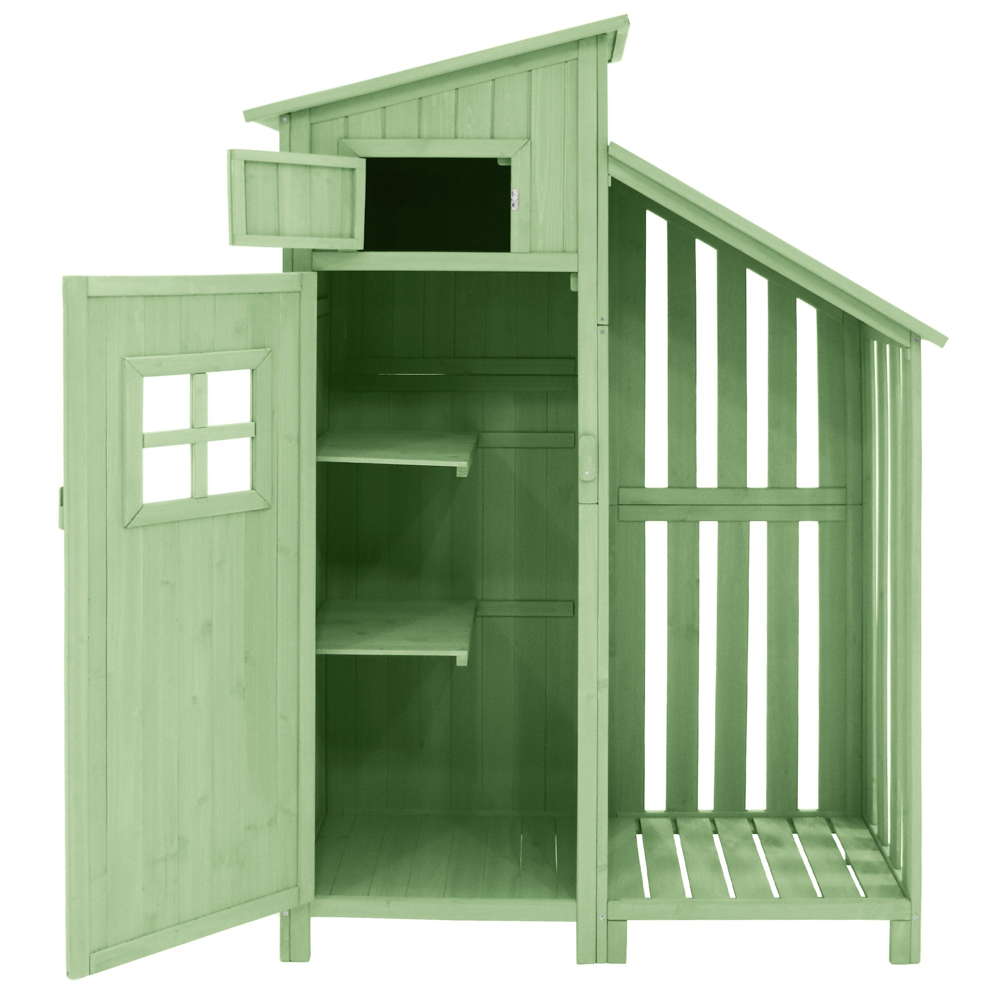 Wooden Garden Shed Tool Storage Cabinet for Small Gardens 124x46x174 cm Green