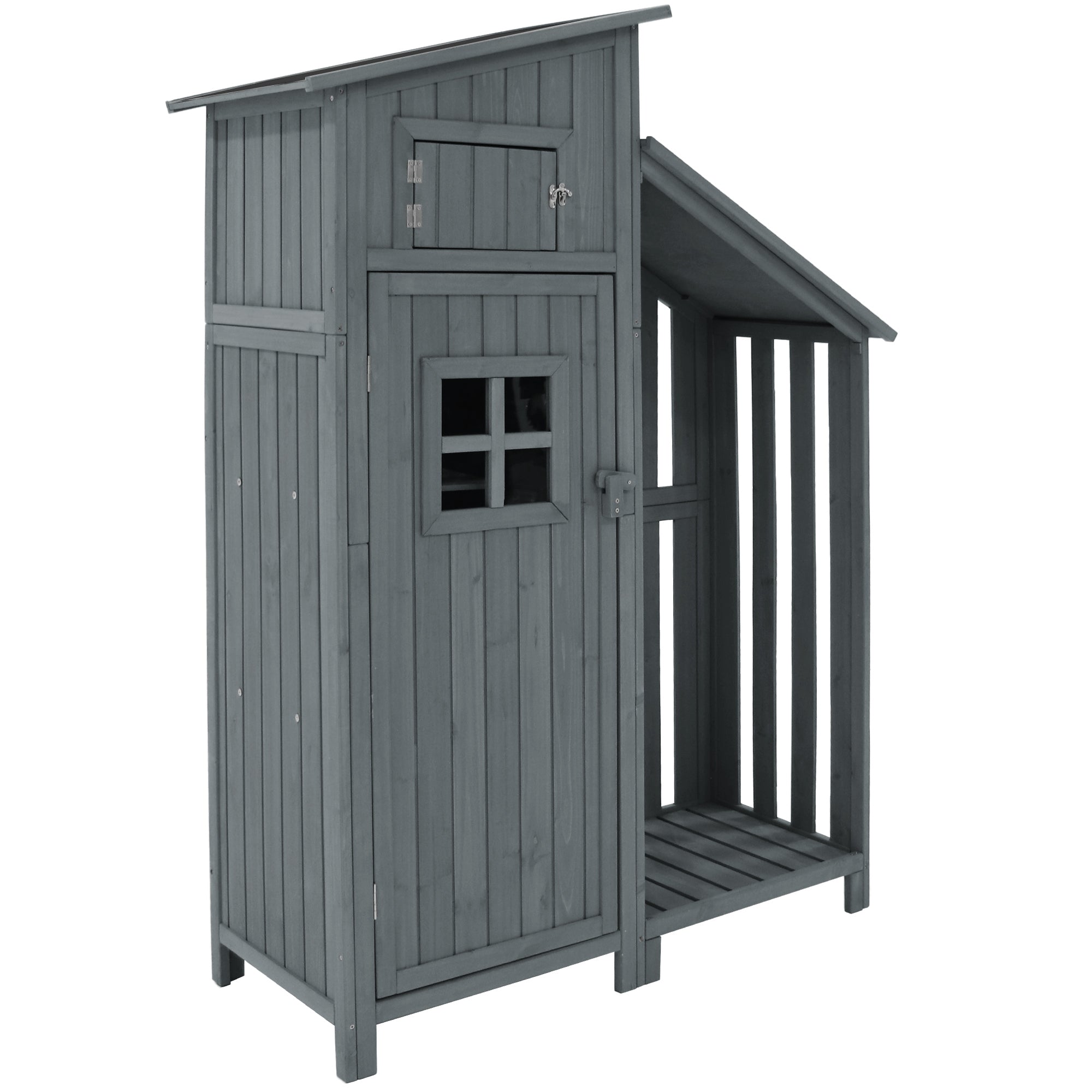 Garden Shed Storage Cabinet Wooden for Small Gardens Grey