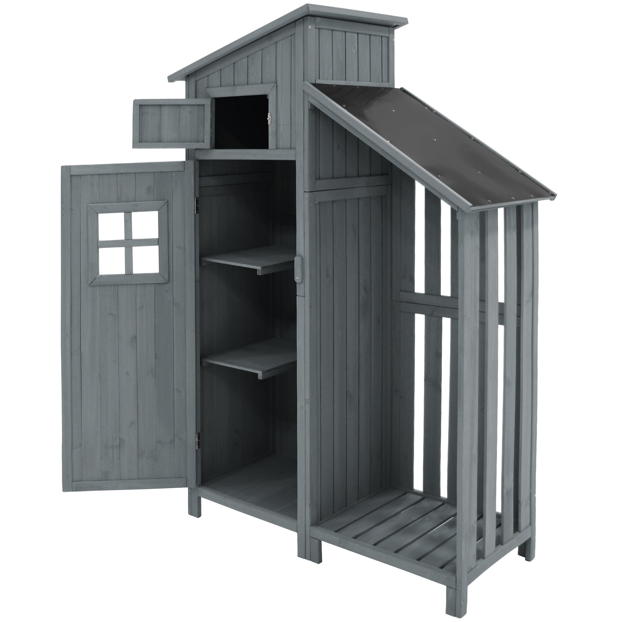 Garden Shed Storage Cabinet Wooden for Small Gardens Grey