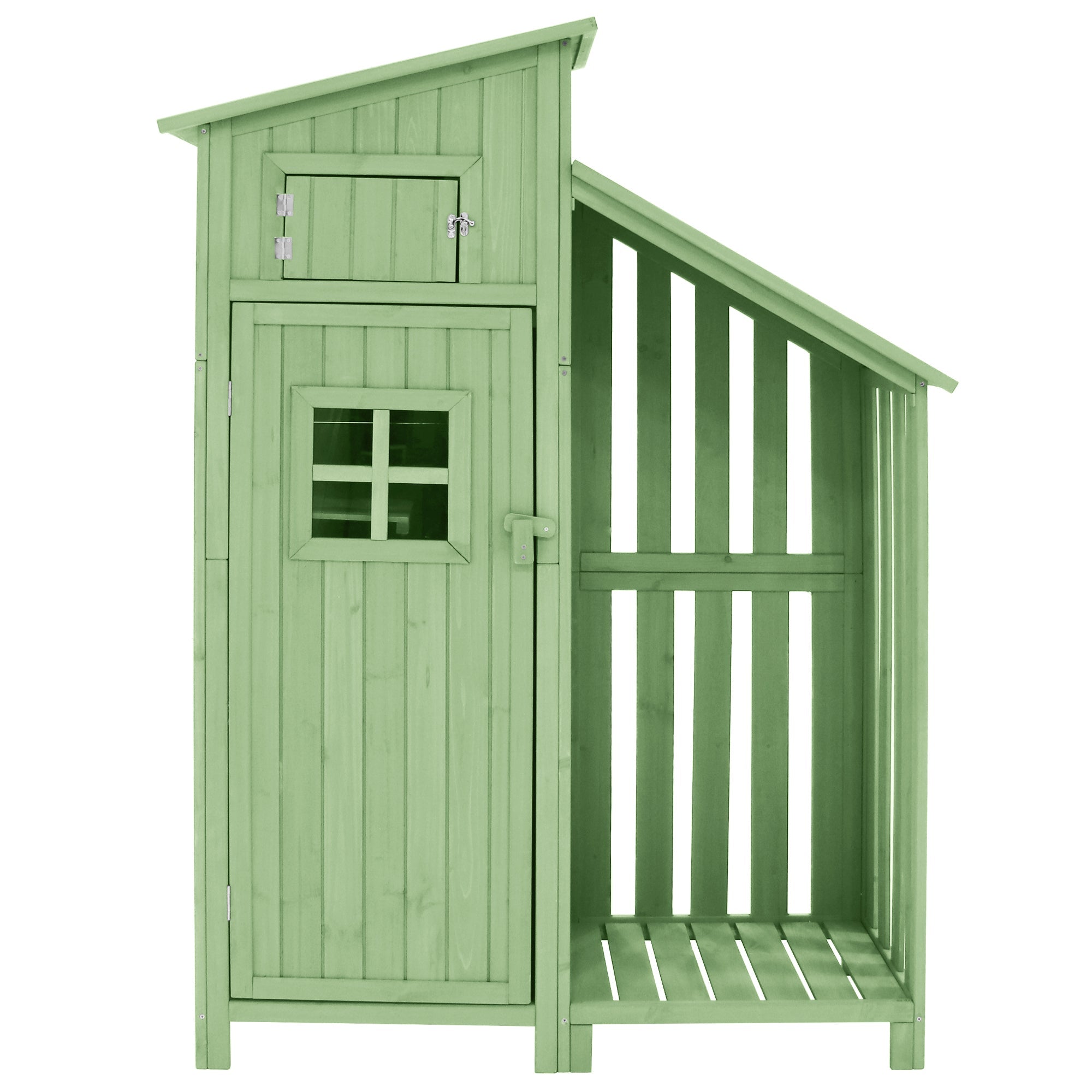 Wooden Garden Shed Tool Storage Cabinet for Small Gardens 124x46x174 cm Green