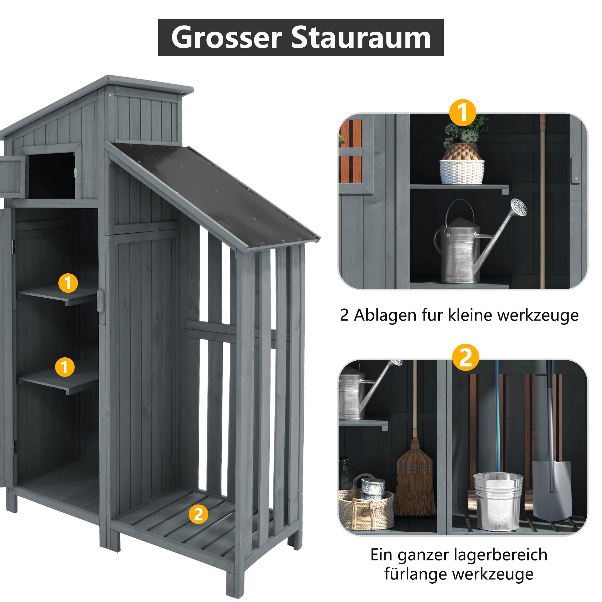 Garden Shed Storage Cabinet Wooden for Small Gardens Grey