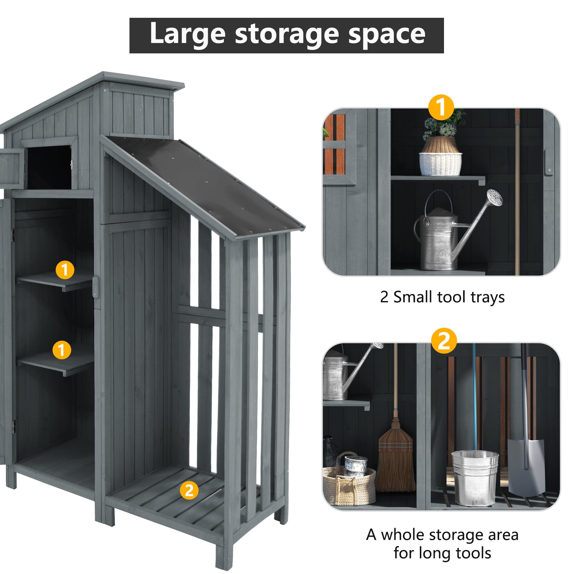 Garden Shed Storage Cabinet Wooden for Small Gardens Grey