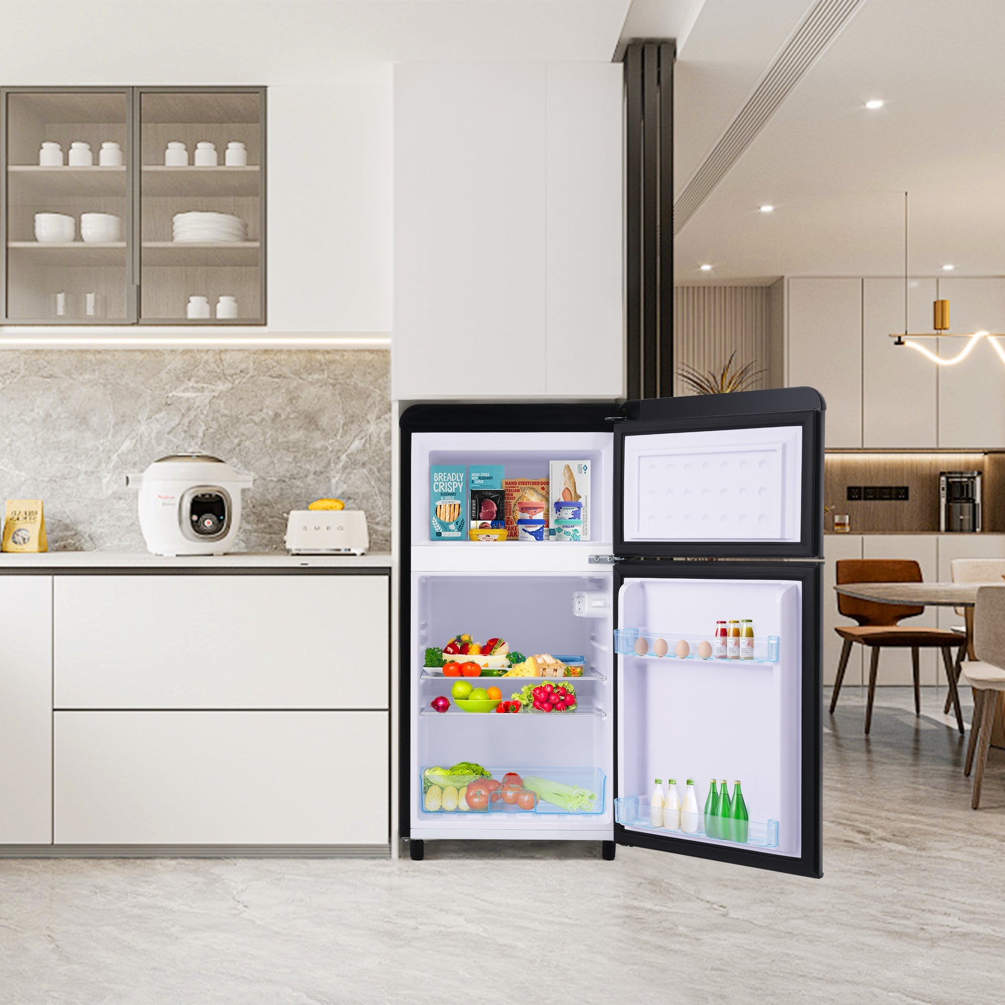 Retro Refrigerator, Double-Door 72L Capacity, LED Lighting, Various Colors