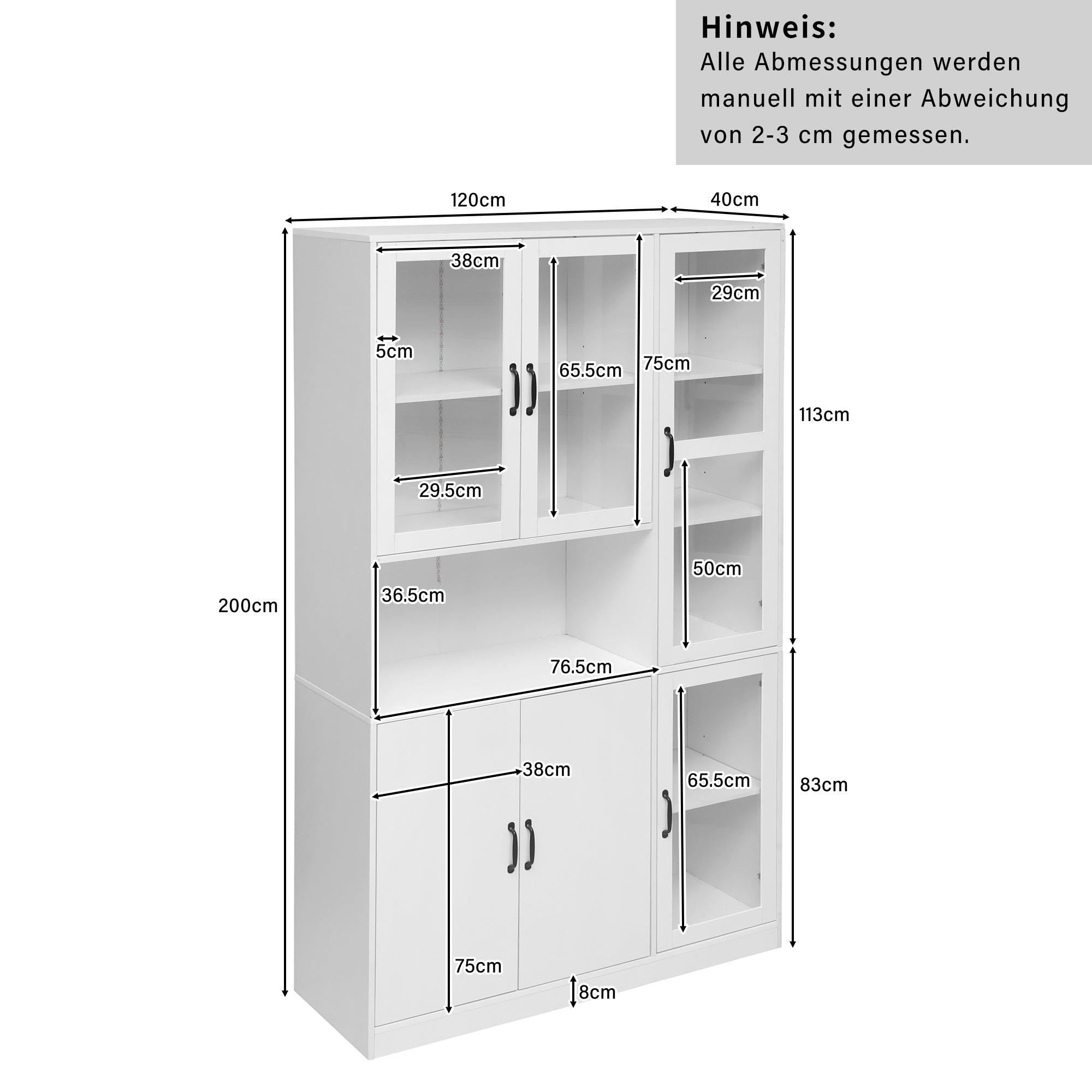 Display Cabinet Bookcase, LED Light, White