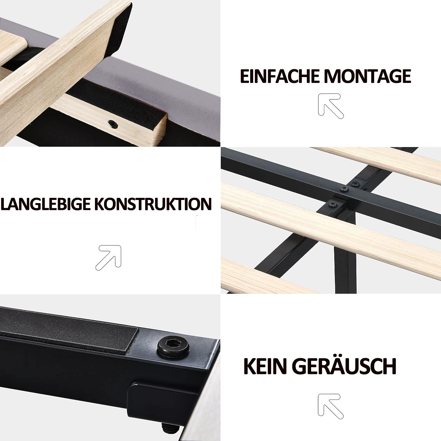 Upholstered Bed, 160x200cm Floating Frame with LED & Headboard, Linen Grey