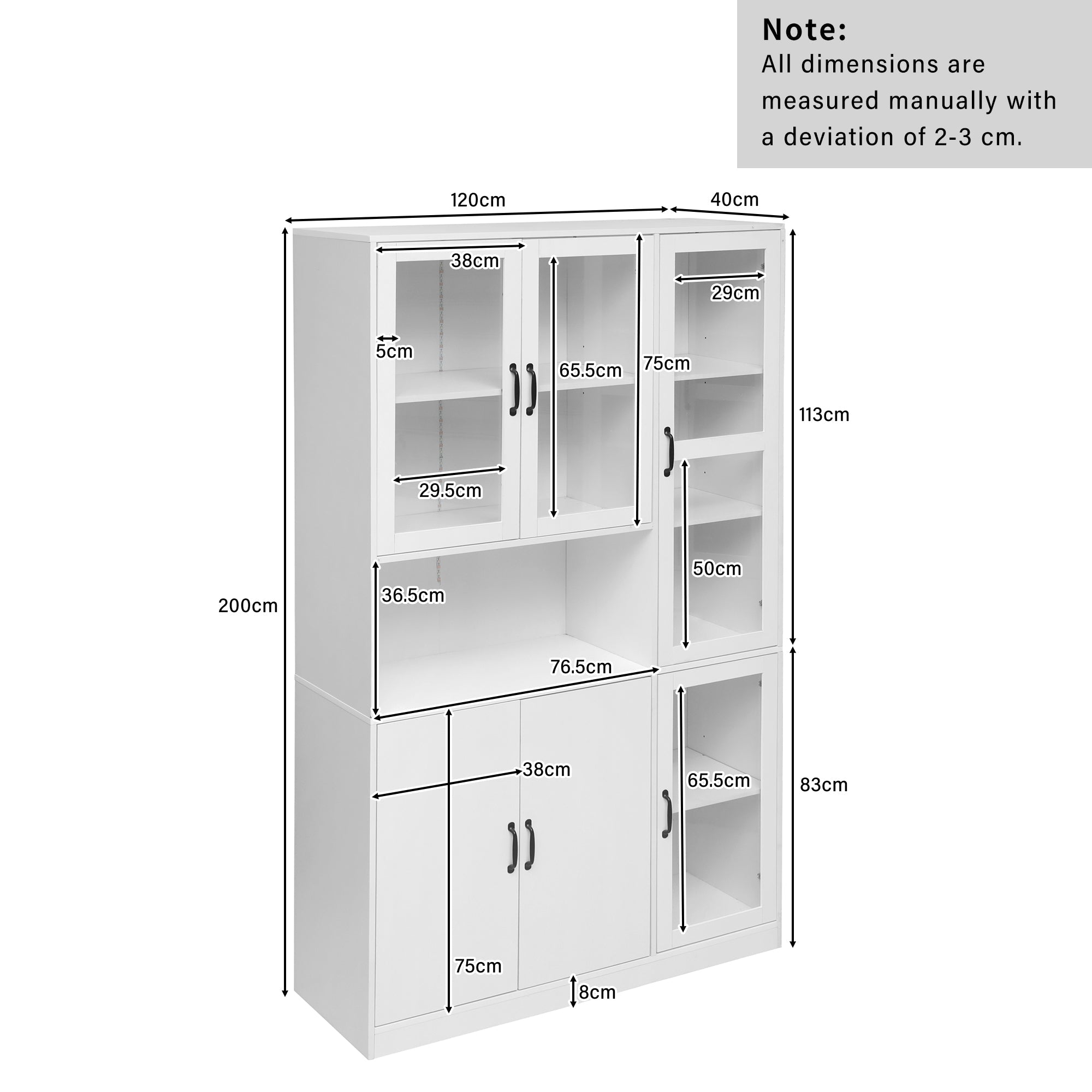 Display Cabinet Bookcase, LED Light, White