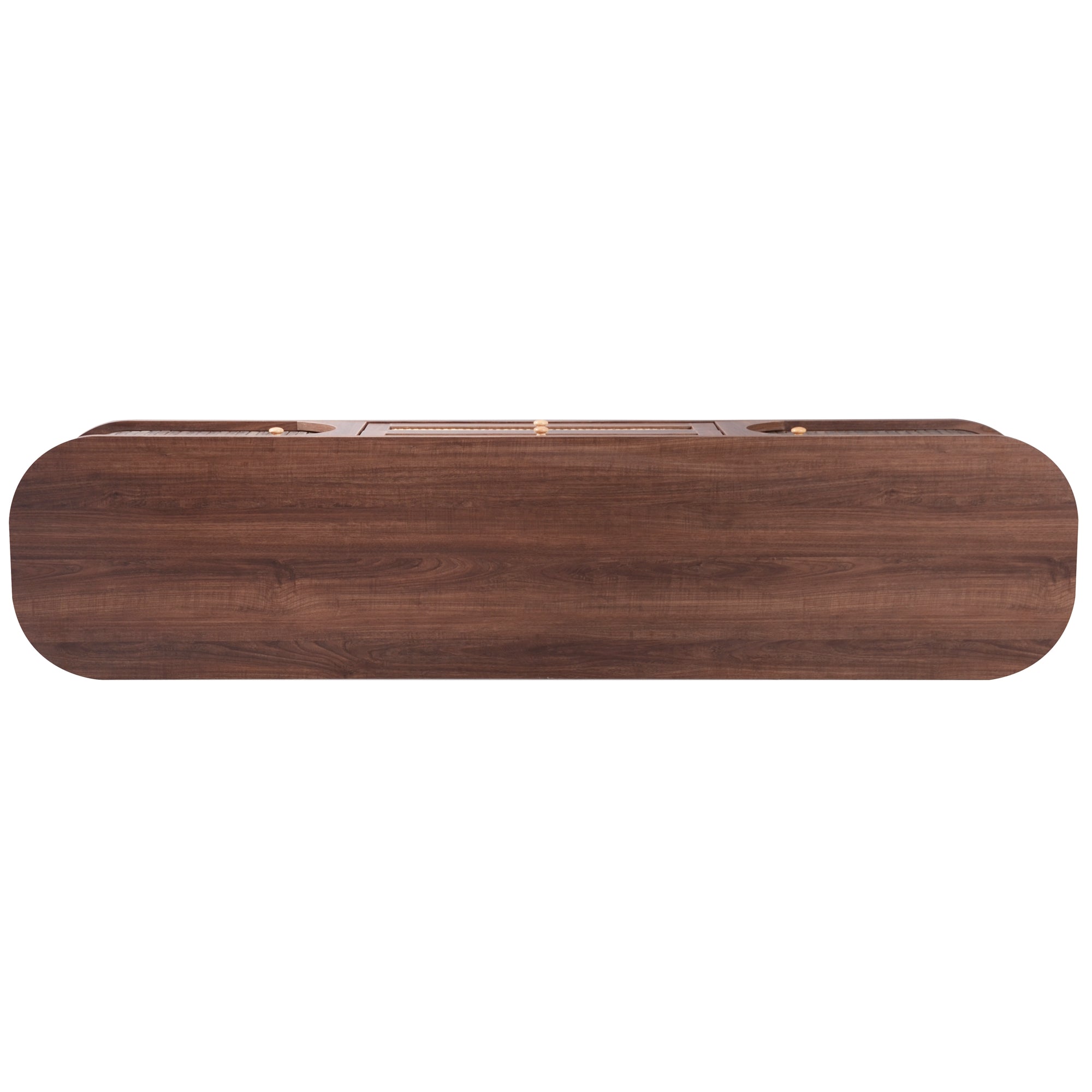WF315197NAA Faux Rattan TV Cabinet Doors Drawers Walnut Brown MDF