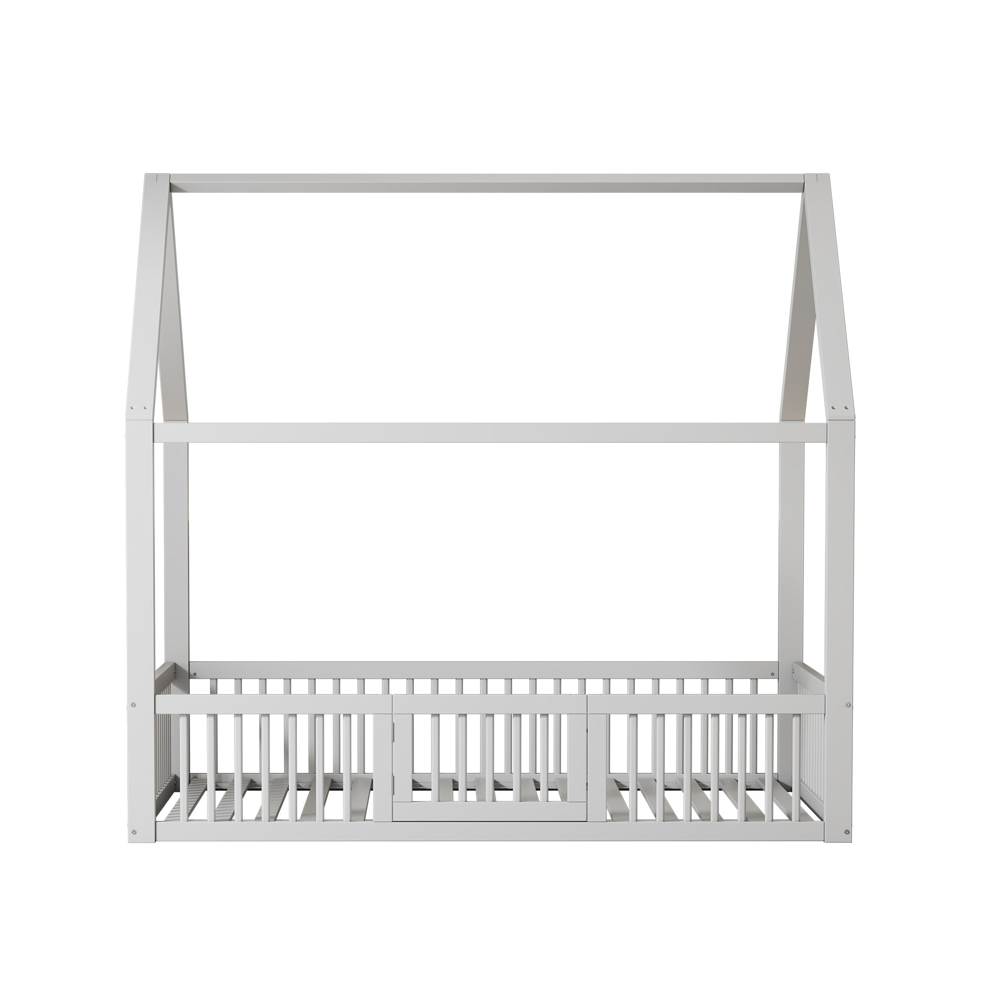 House Bed 140x200cm Double with Door - Solid Wood White