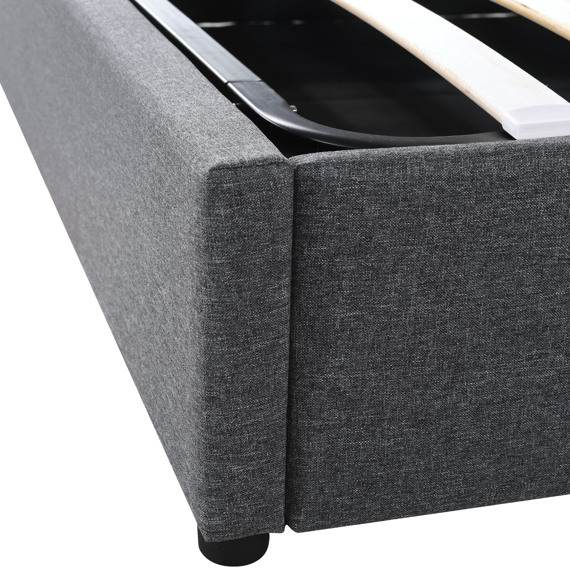Upholstered Bed Double Storage LED App-Control USB Adjustable Headboard 140x200cm, Grey