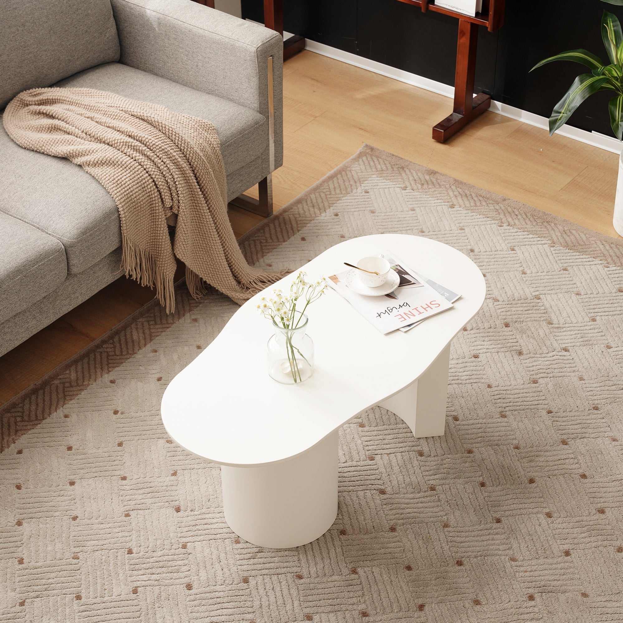 Coffee Table, Irregular 100cm Durable White MDF