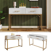 Dressing Table with 2 Drawers 75cm High, Chest of Drawers Bedroom Highboard White Sideboard, White Particle Board