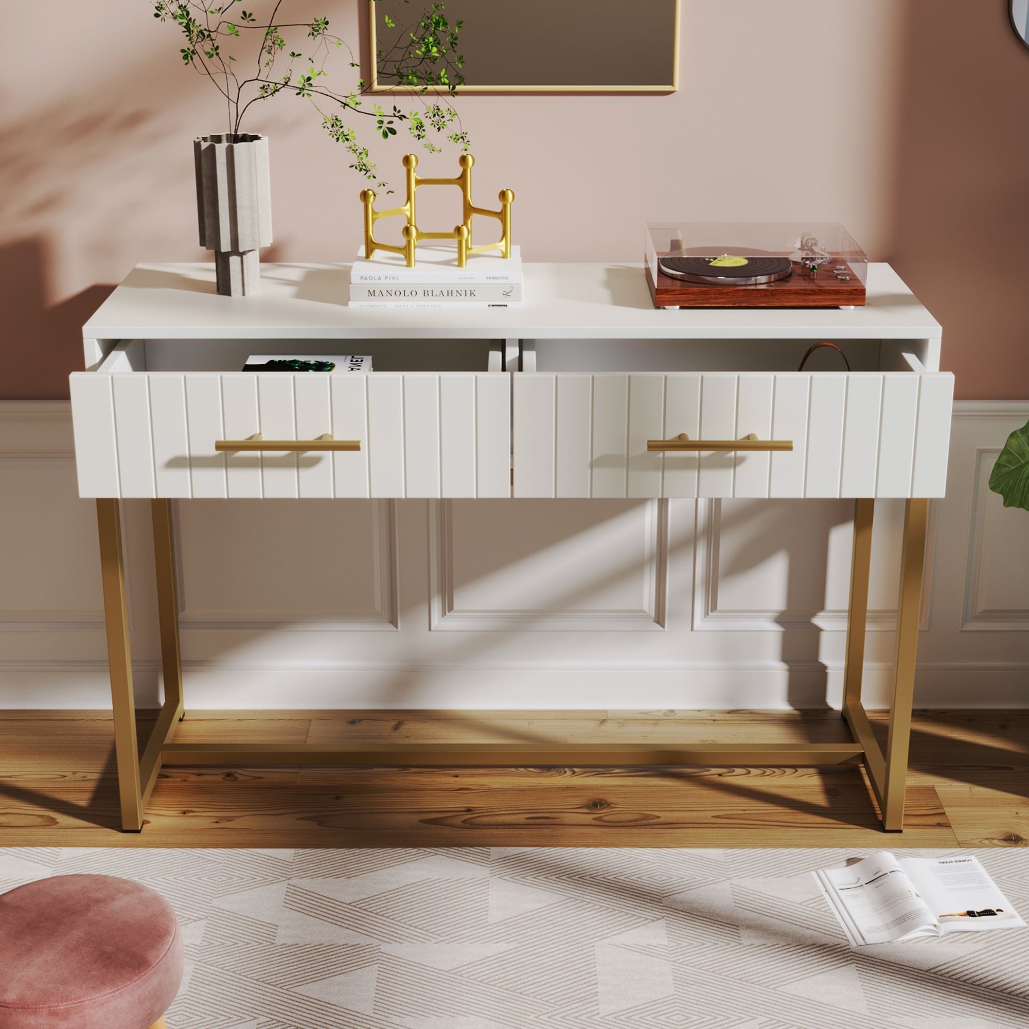 Dressing table with 2 drawers, 75cm high, white