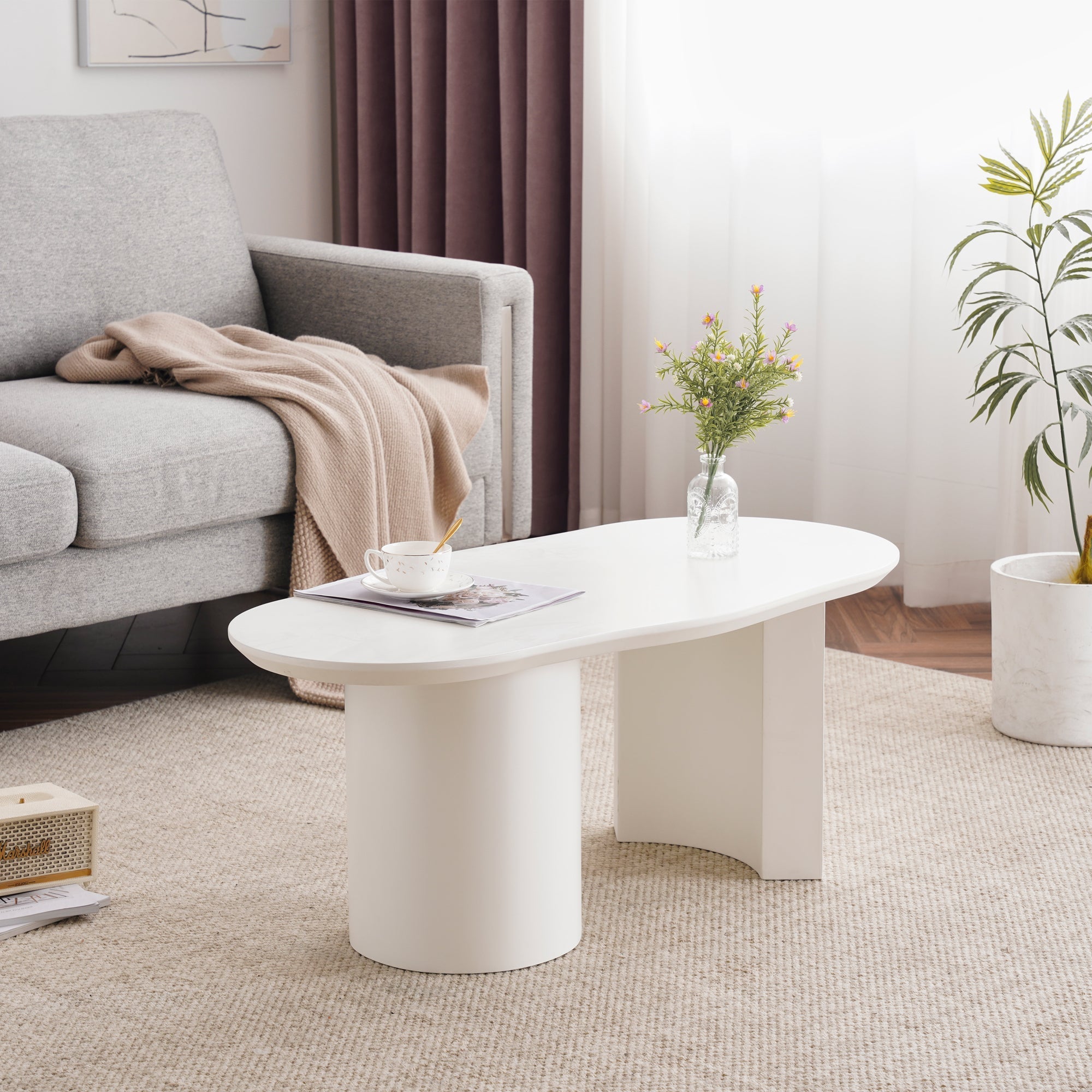 Coffee Table, Irregular 100cm Durable White MDF